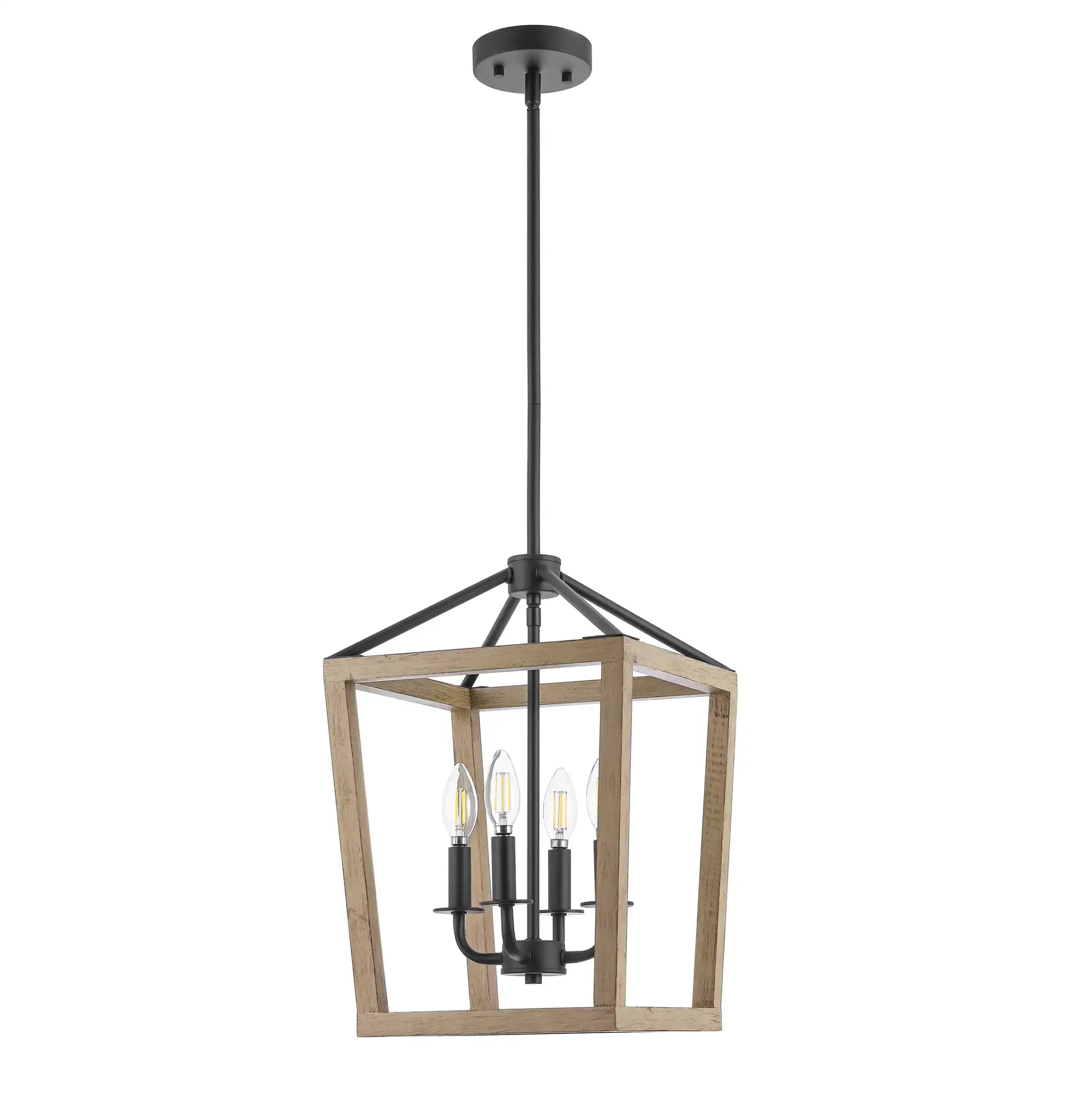 Valdis Four-Light Pendant in Natural / Black, detail view