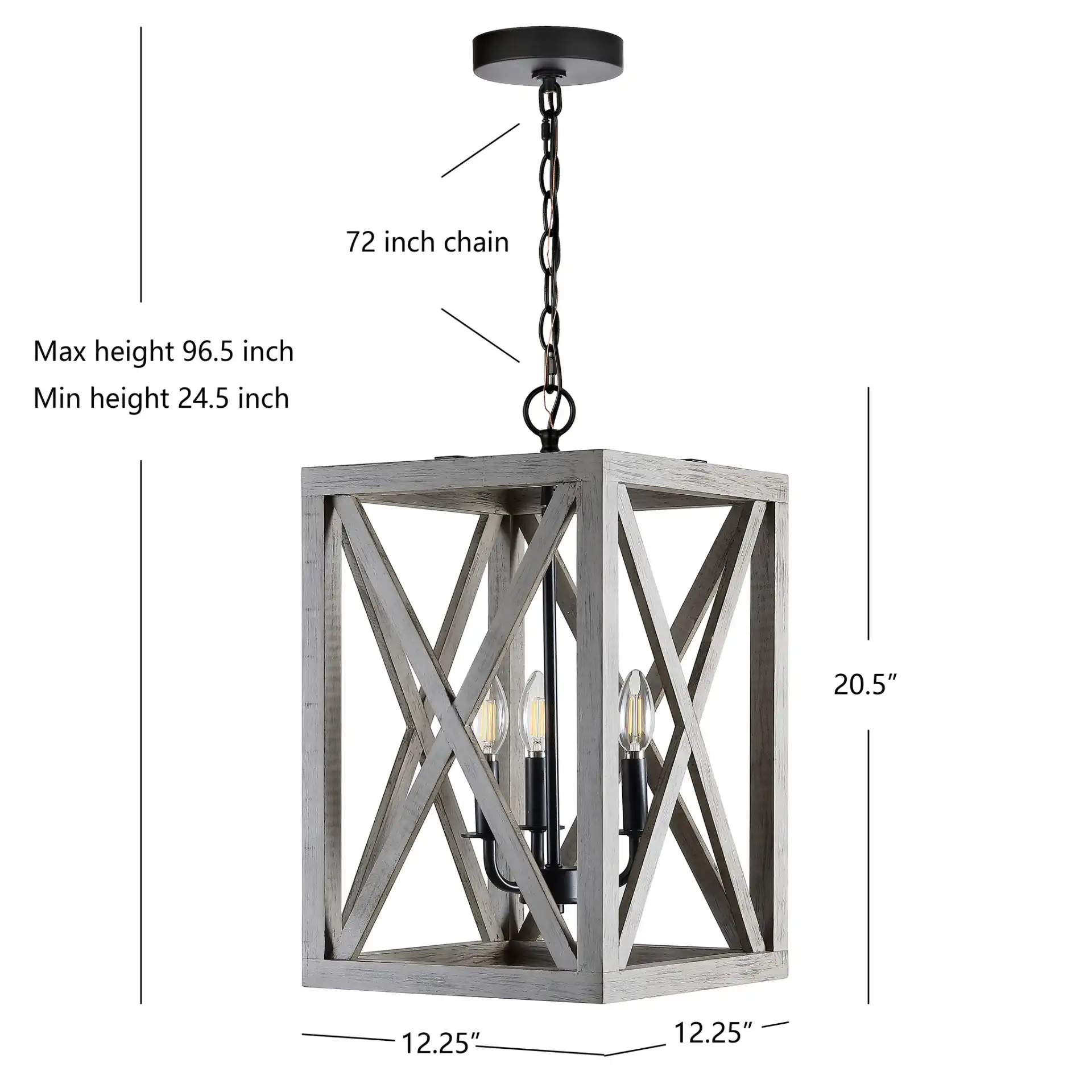 Rabea Three-Light Pendant in Black, detail view