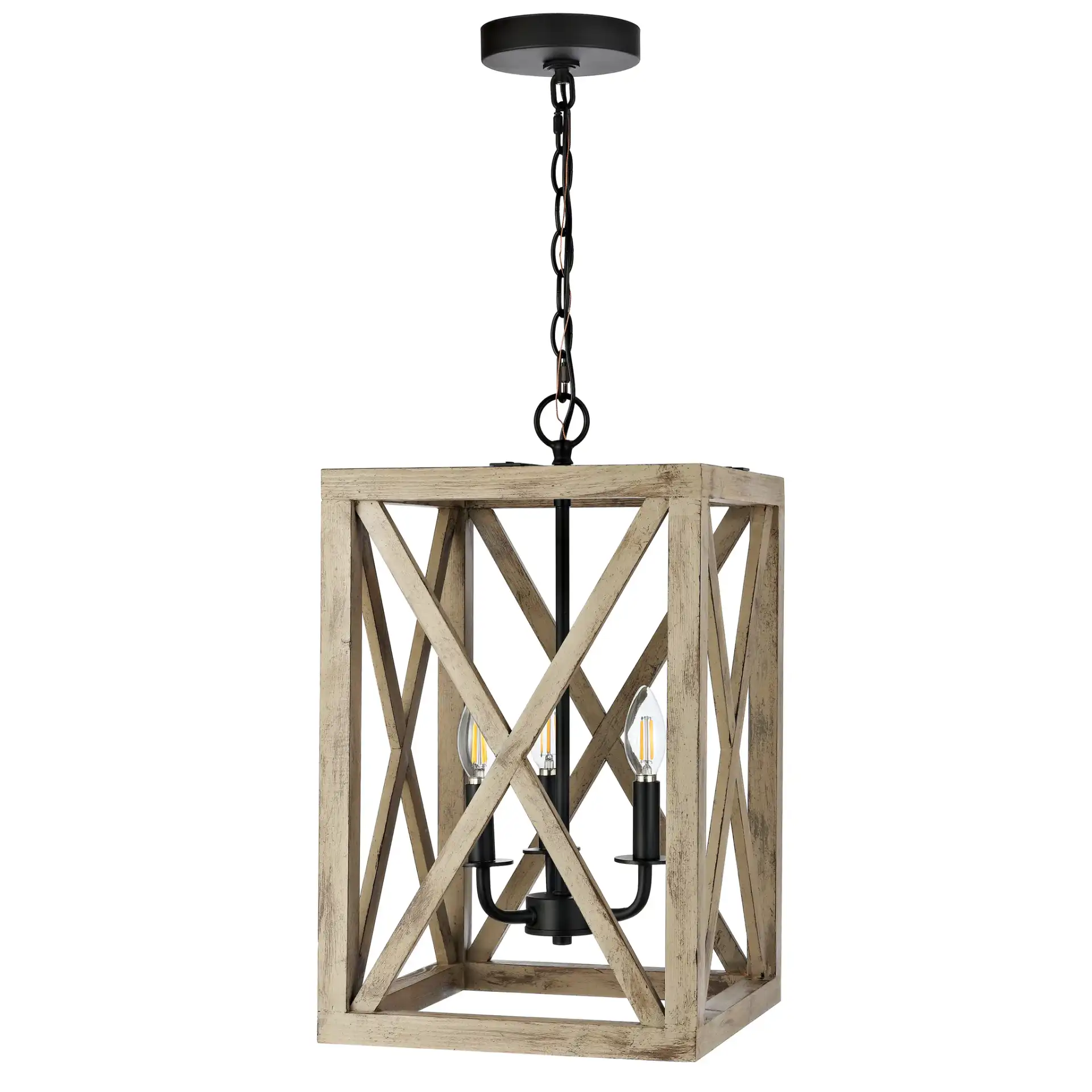 Rabea Three-Light Pendant in Black, detail view