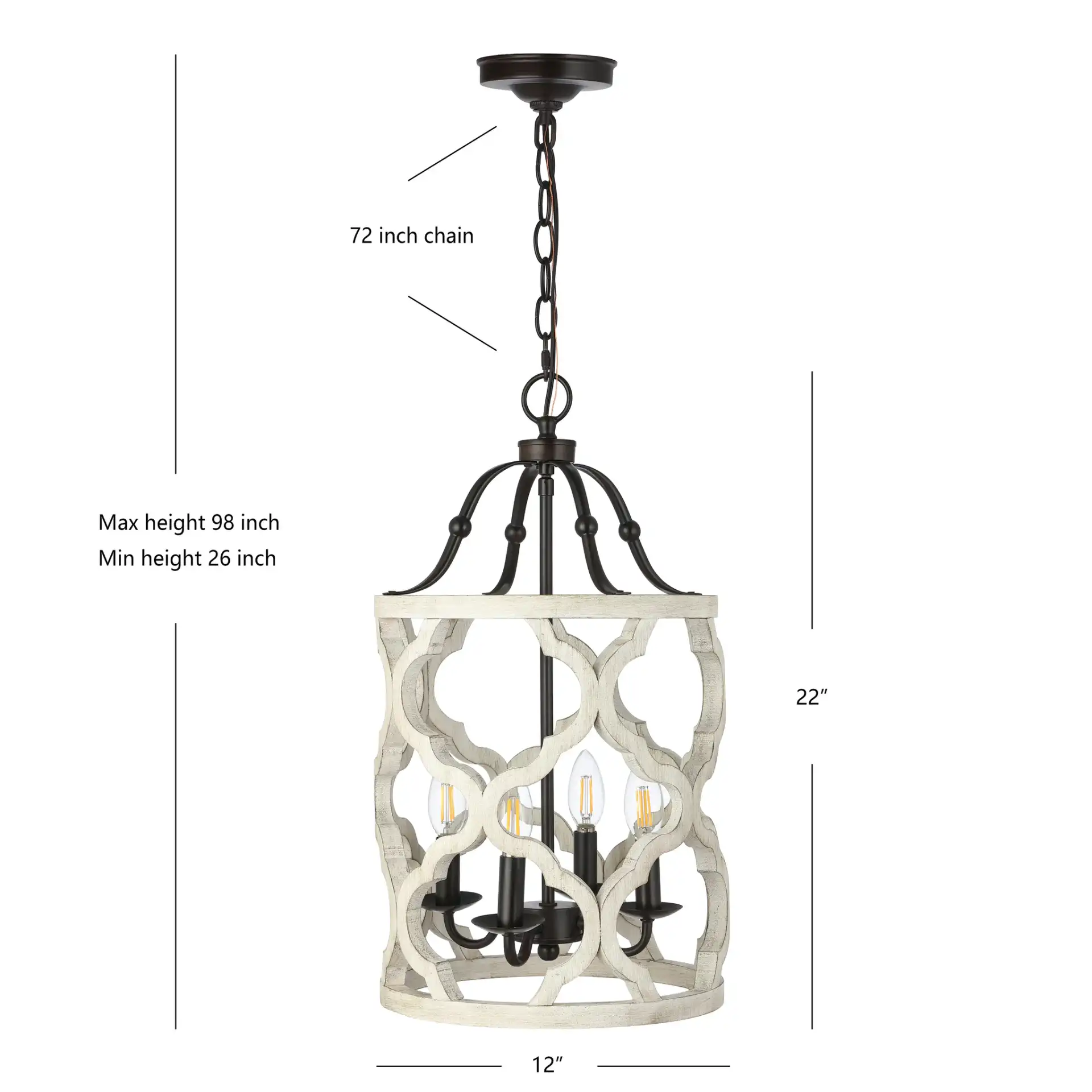 Quinby Four-Light Pendant in Oil Rubbed Bronze (Black) / White, detail view