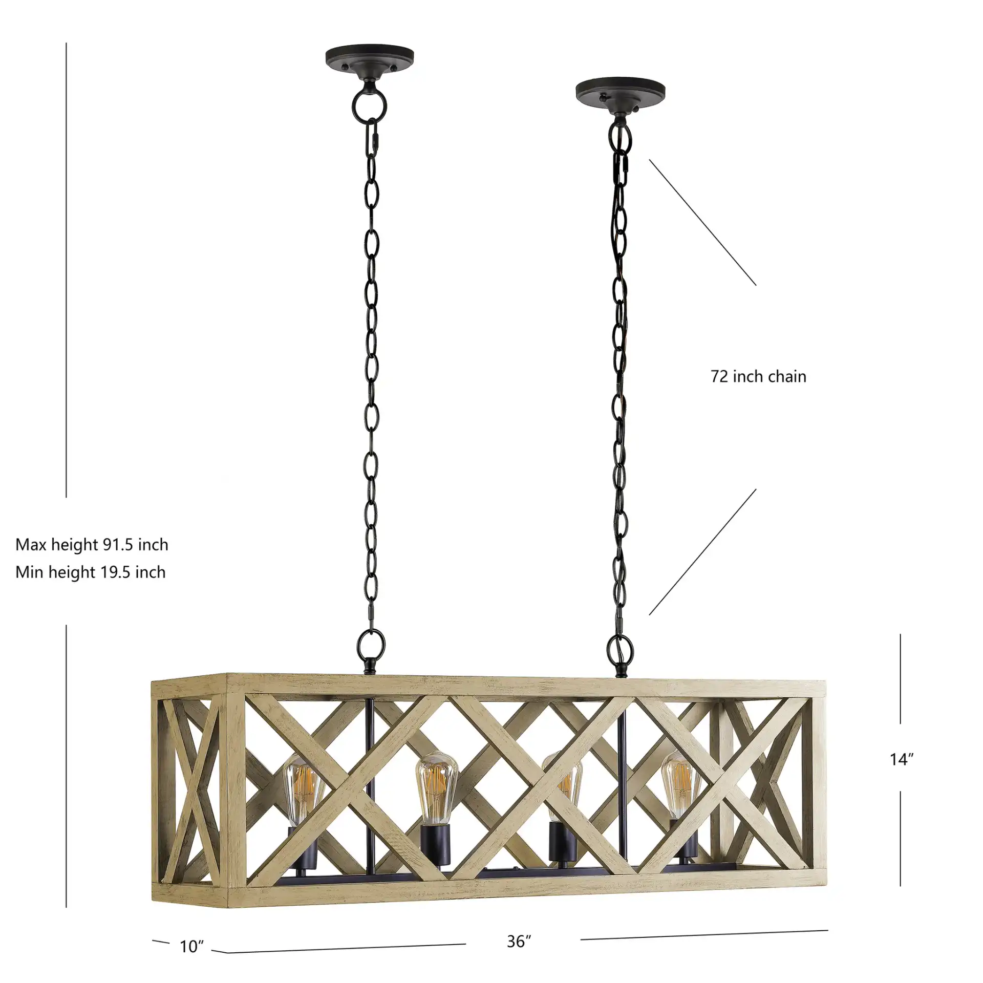 Sagan Four-Light Pendant in Natural / Black, detail view