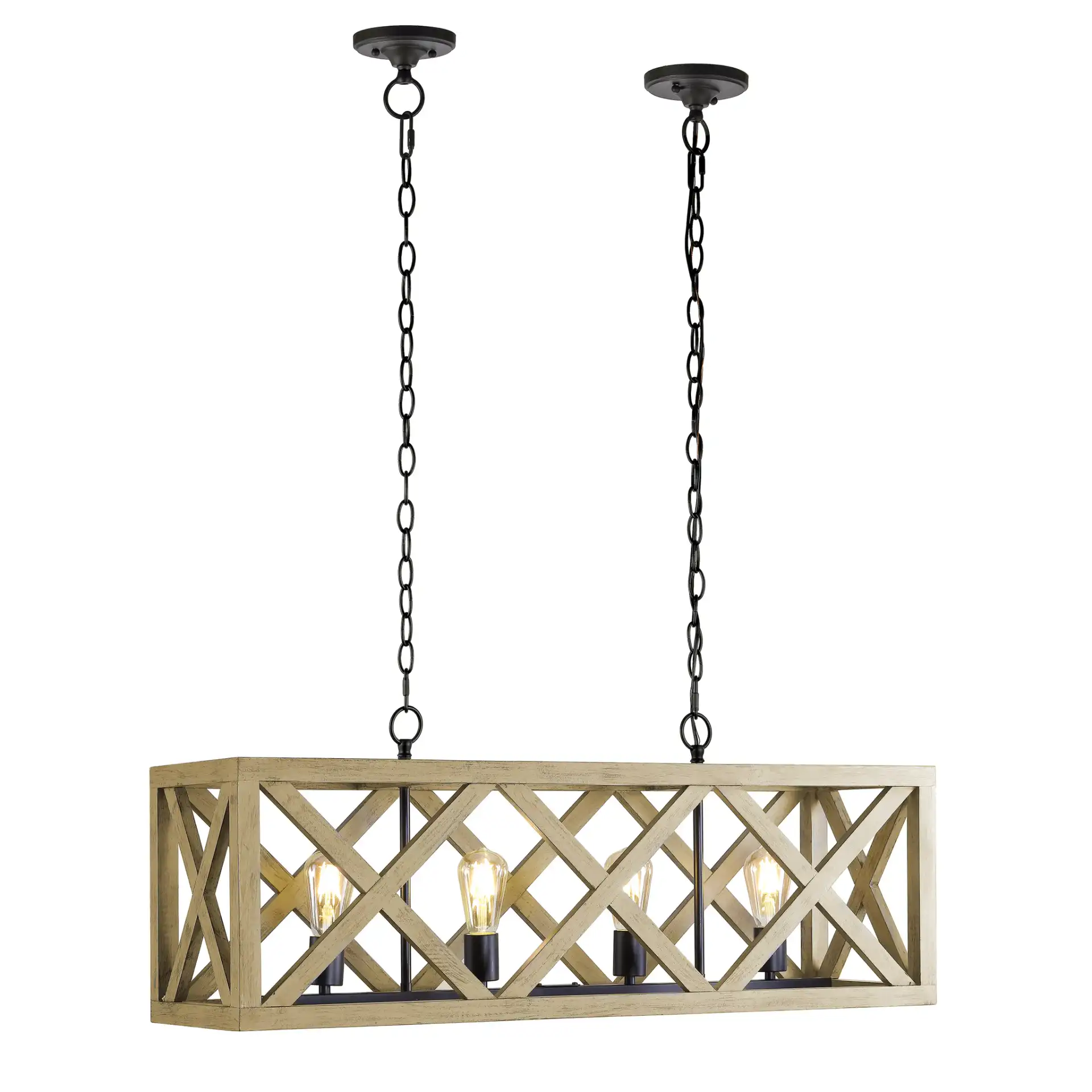 Sagan Four-Light Pendant in Natural / Black