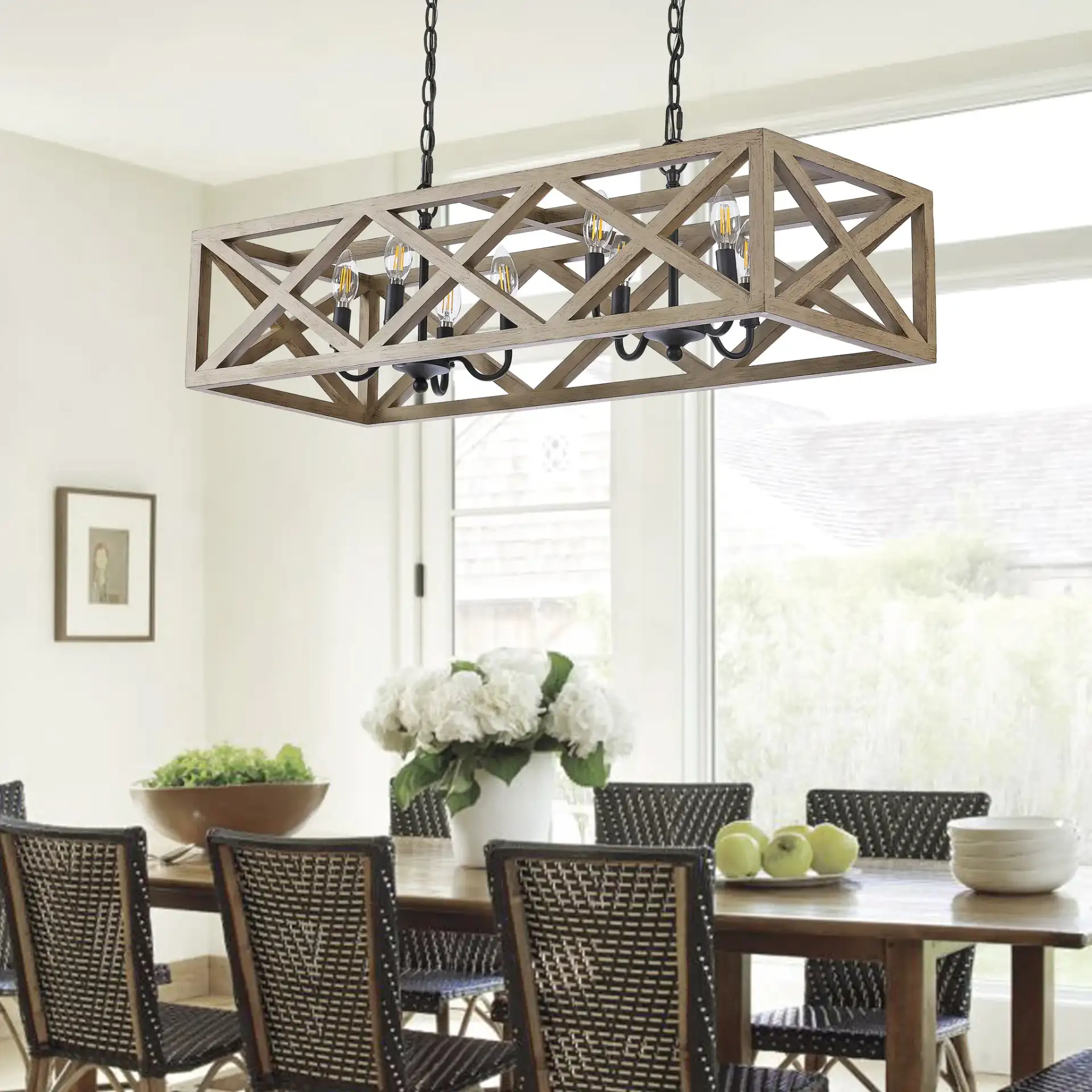 Quentin Eight-Light Pendant in Black, detail view