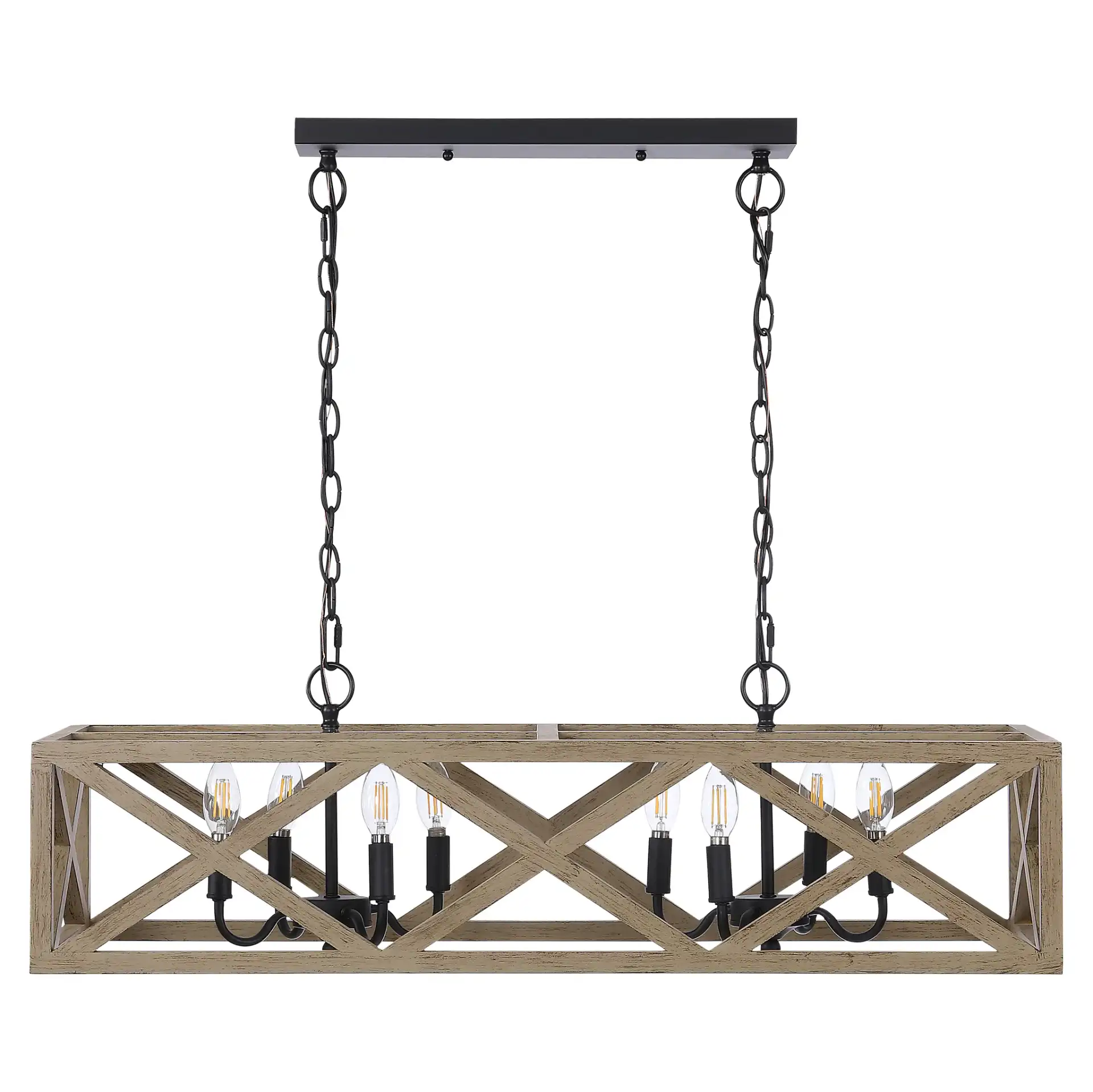 Quentin Eight-Light Pendant in Black, detail view