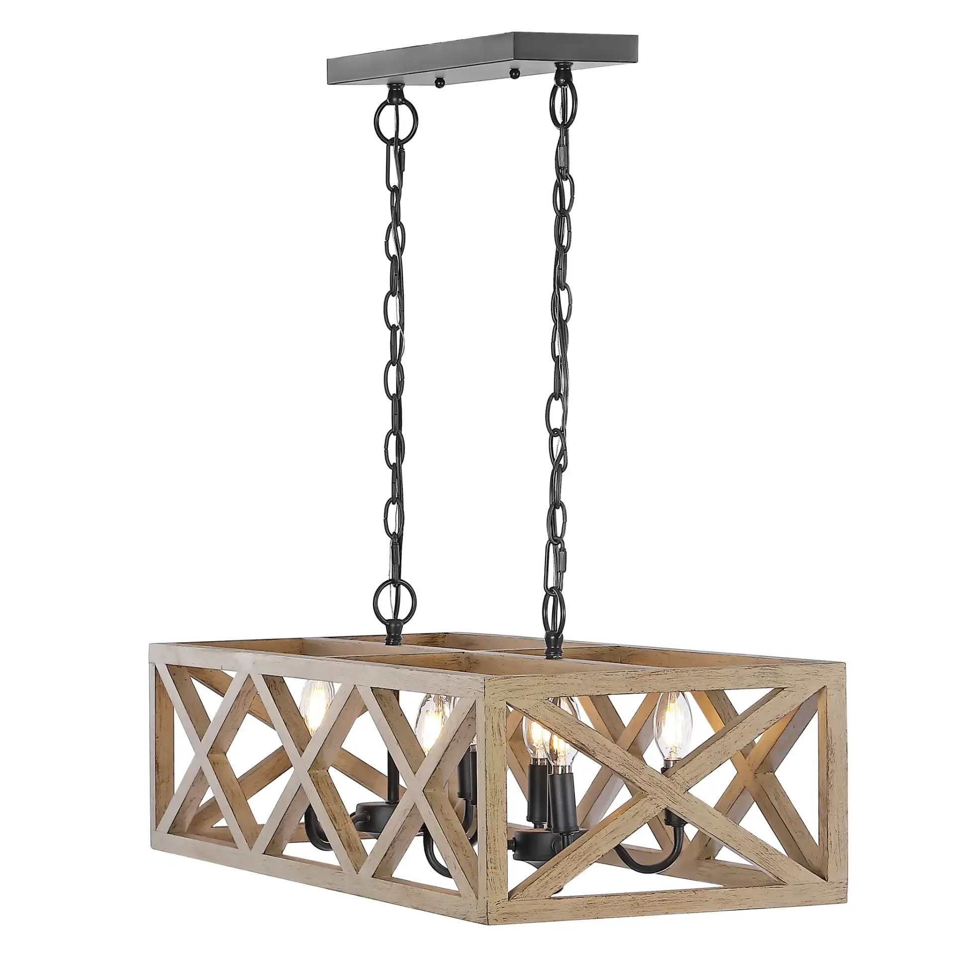 Quentin Eight-Light Pendant in Black, detail view