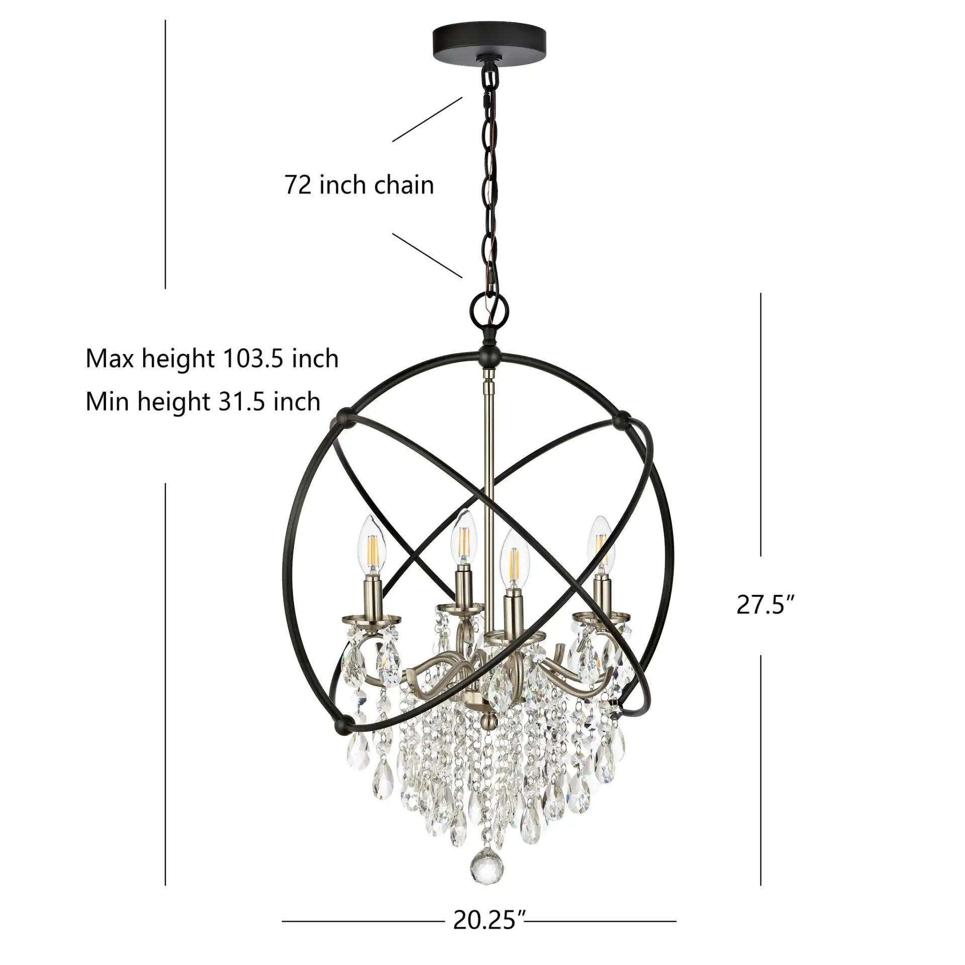 Sabina Four-Light Pendant in Bronze, detail view