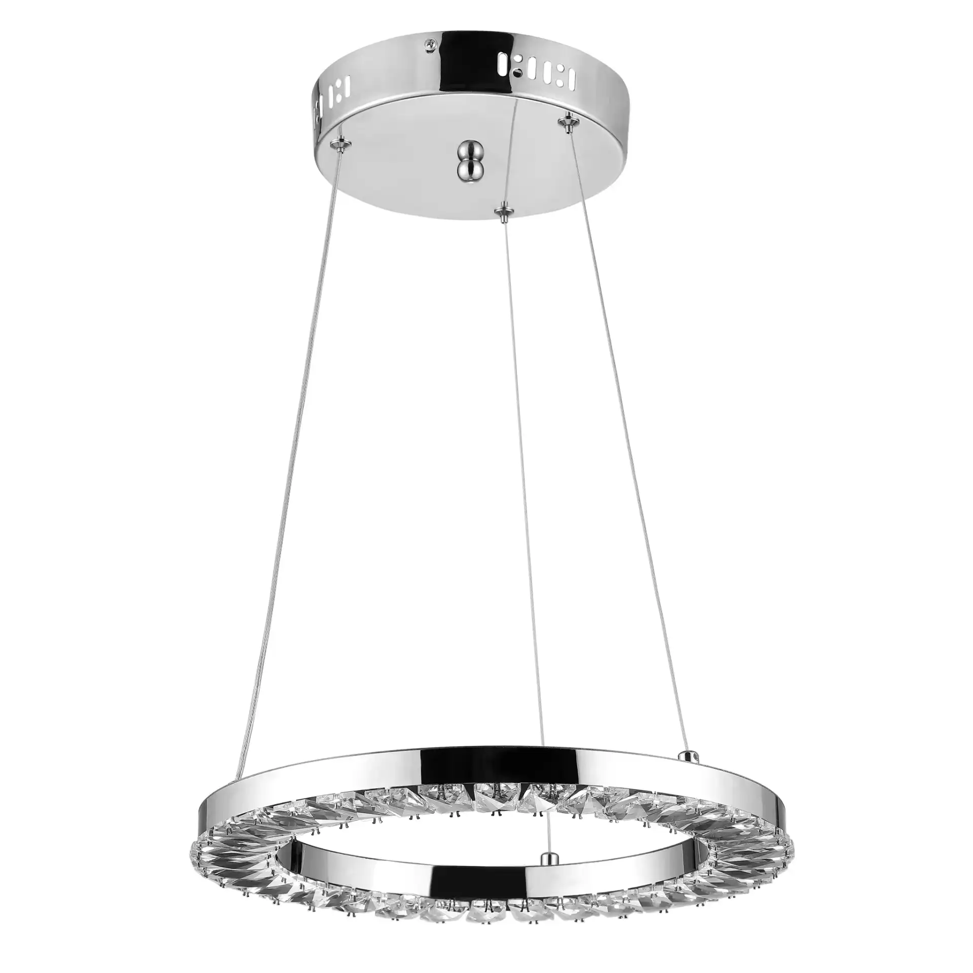 Messon Led Pendant in Chrome, detail view
