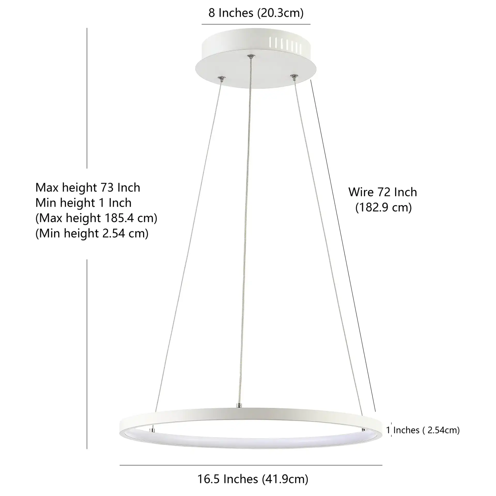 Bremi Led Pendant in White, detail view