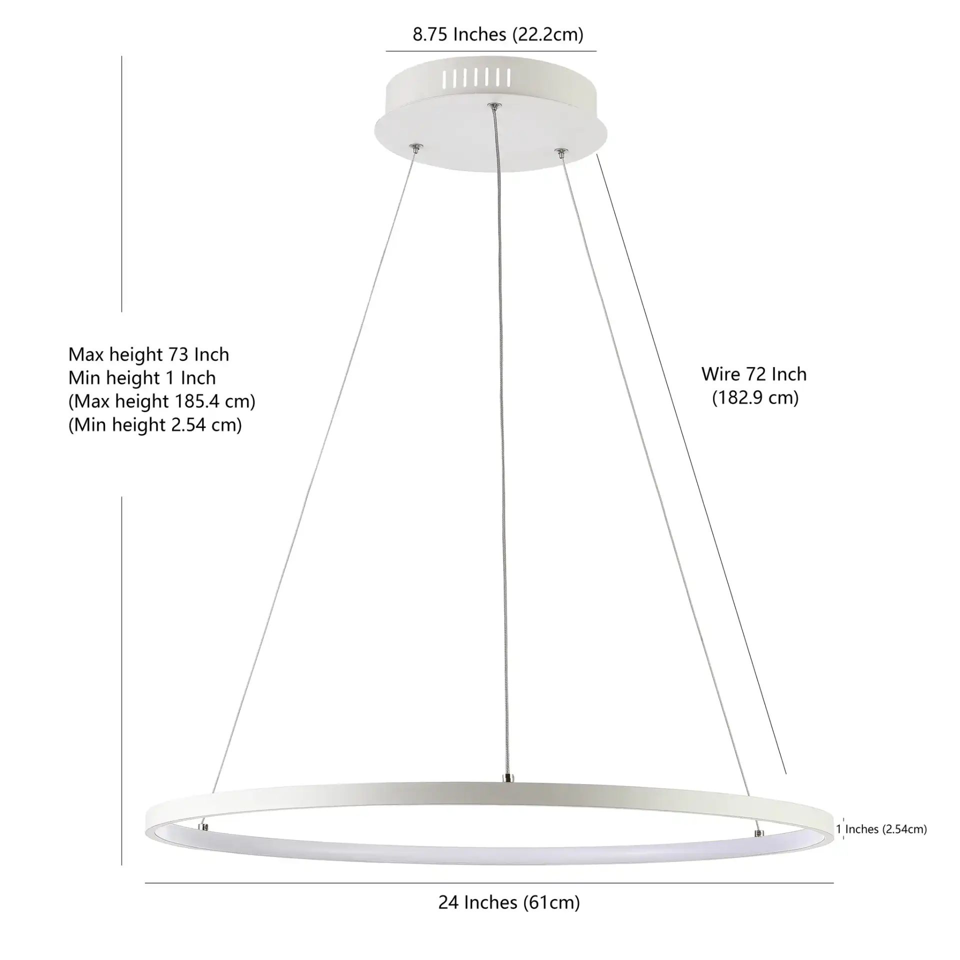 Porta Led Pendant in White, detail view