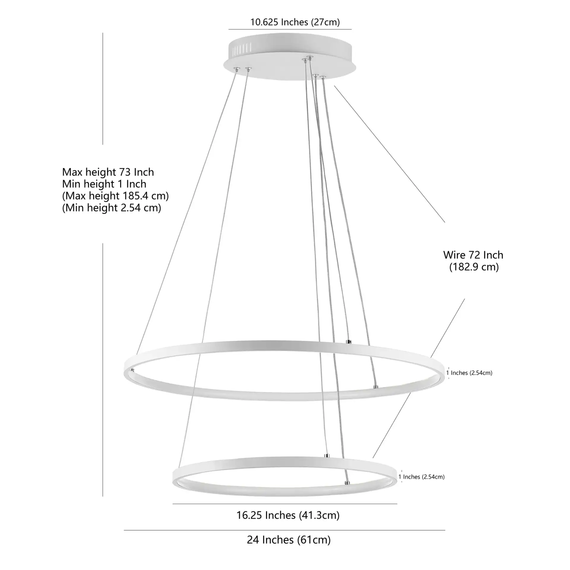 Faven Led Pendant in White, detail view