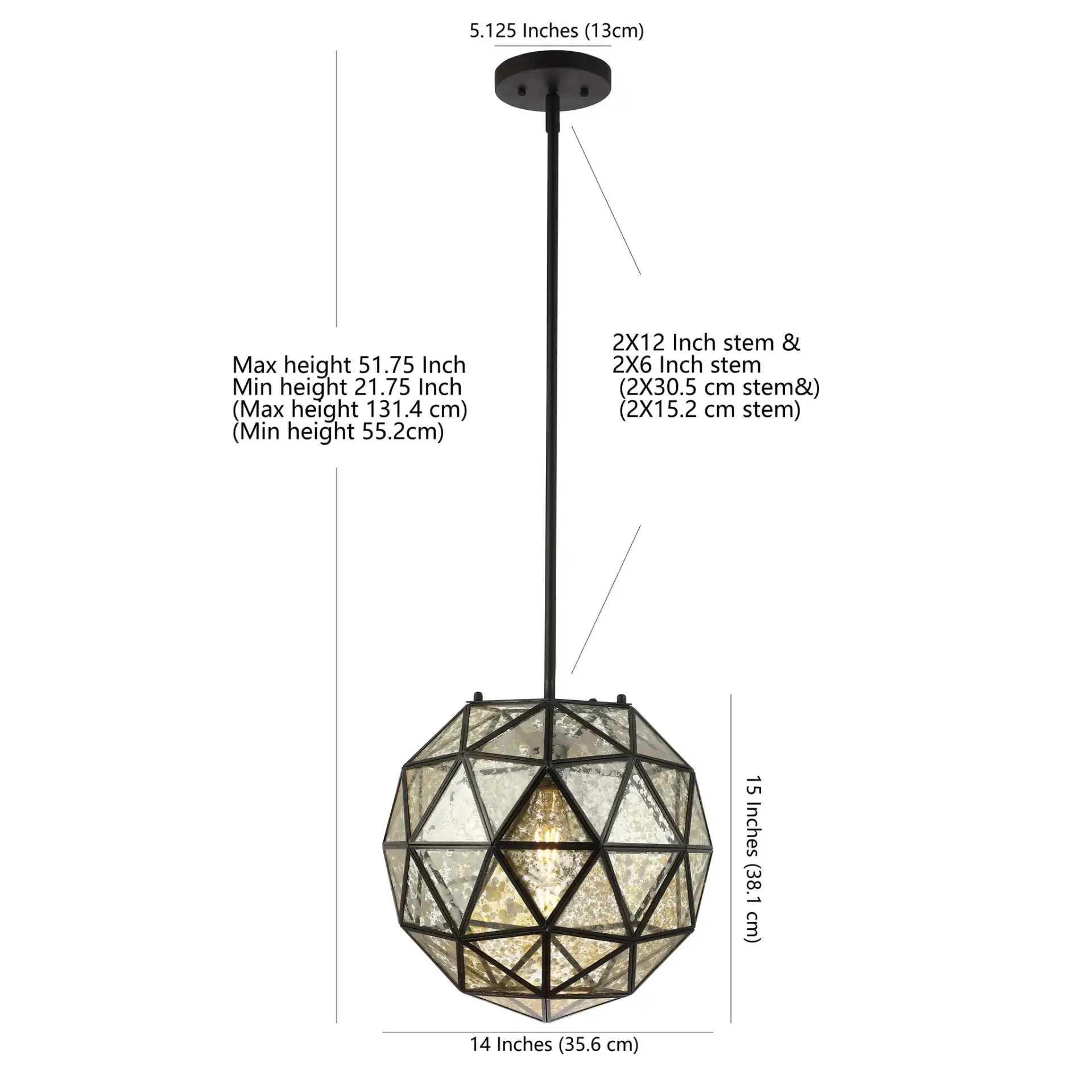 Henlin Pendant in Black / Clear, detail view