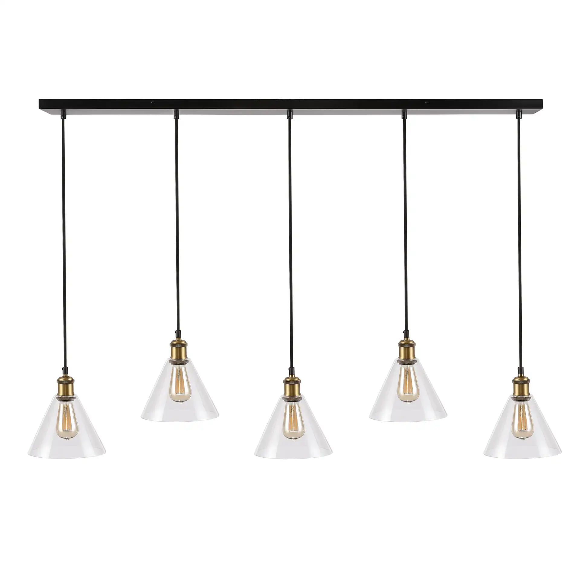 Presta Five-Light Pendant in Black / Gold, detail view