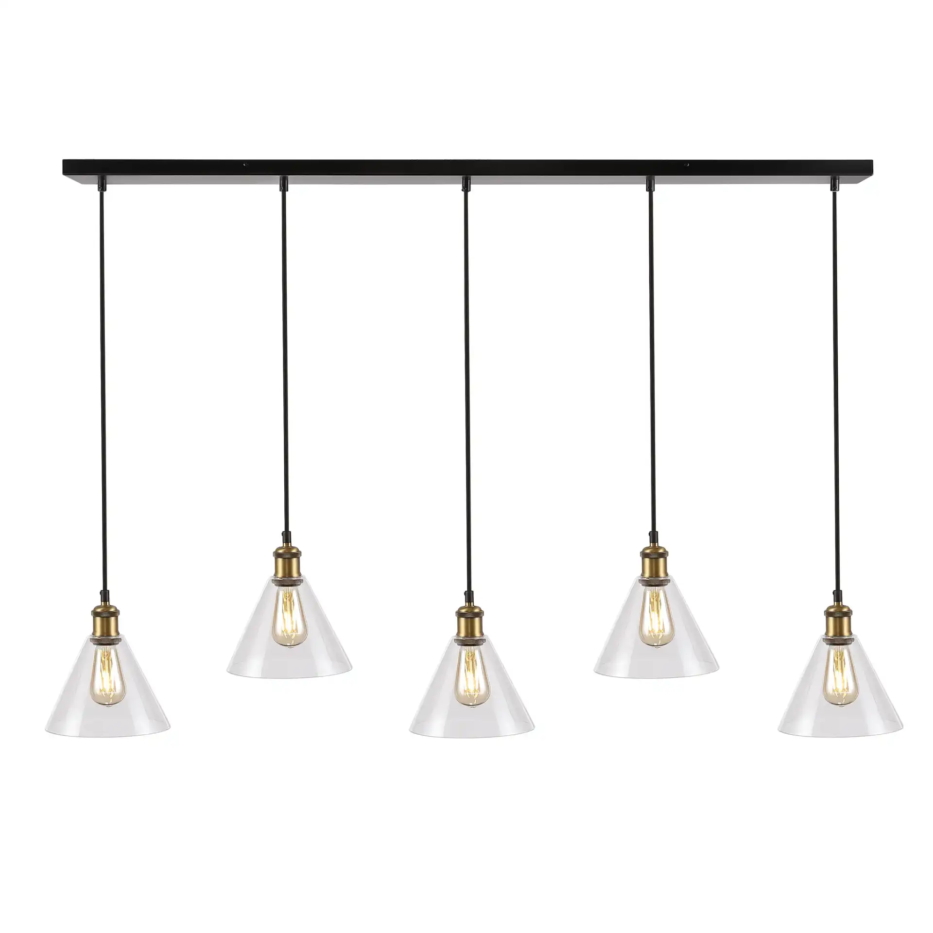 Presta Five-Light Pendant in Black / Gold