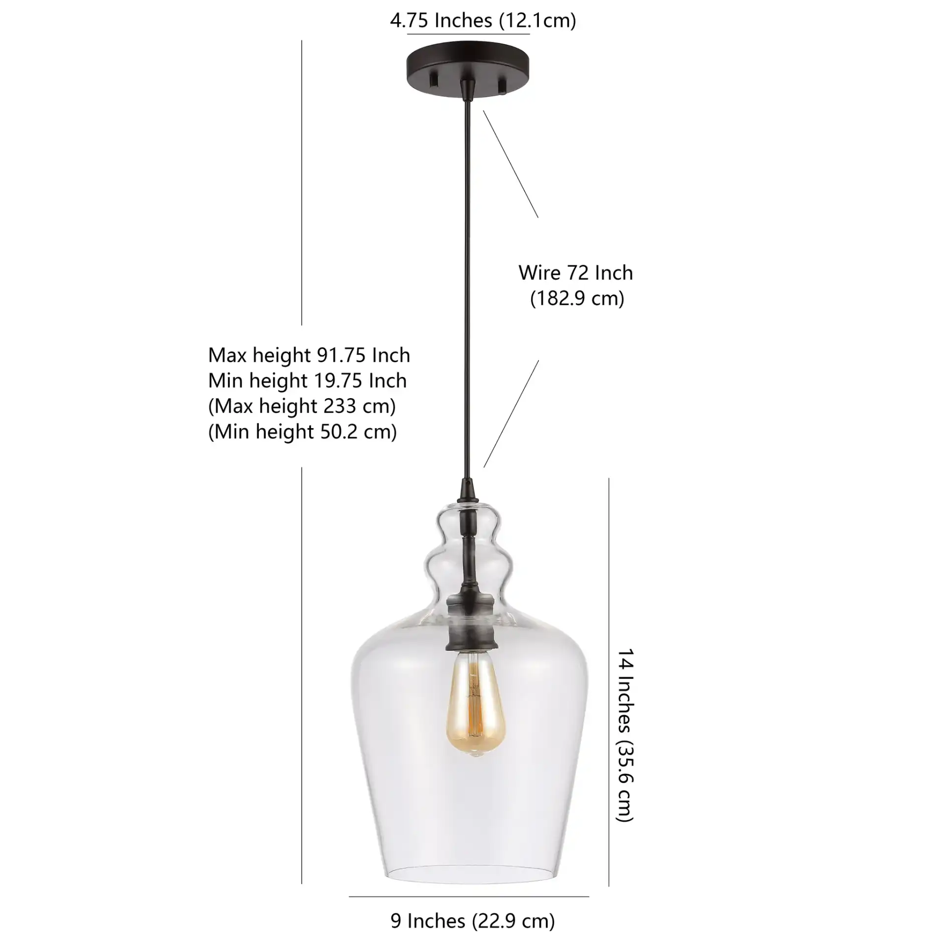 Catlen 9 Inch Pendant in Brass, detail view