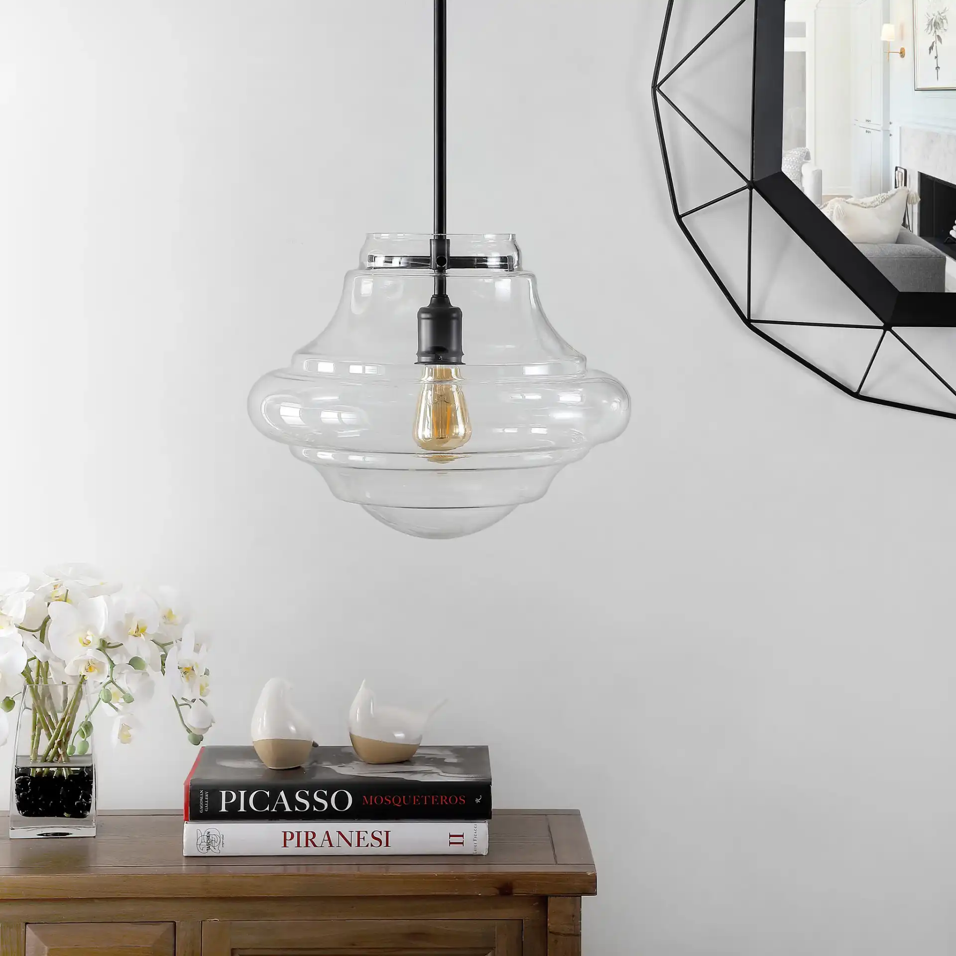 Oslen Pendant in Oil Rubbed Bronze in a styled room