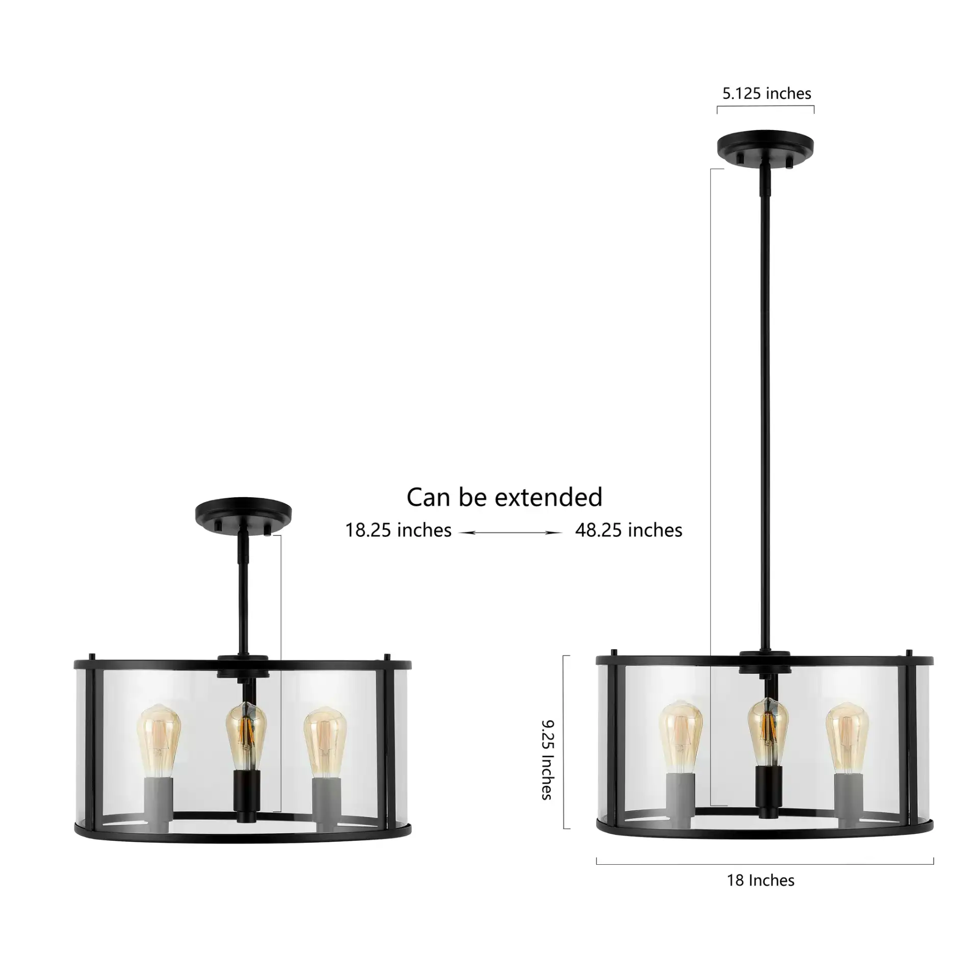 Manlen Three-Light Pendant in Bronze, detail view