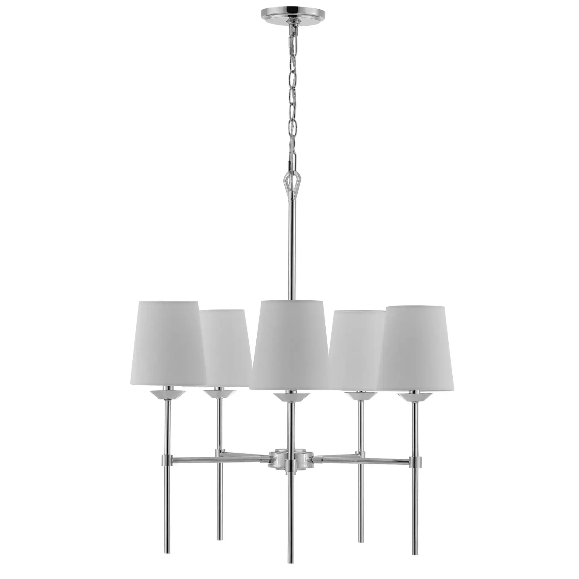 Dortra Five-Light Pendant in Chrome / White, detail view
