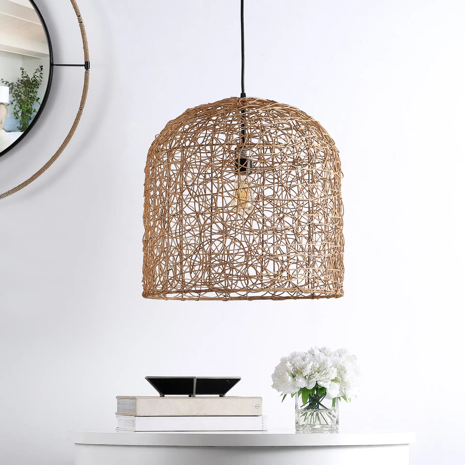 Bianco Pendant in Natural in a styled room