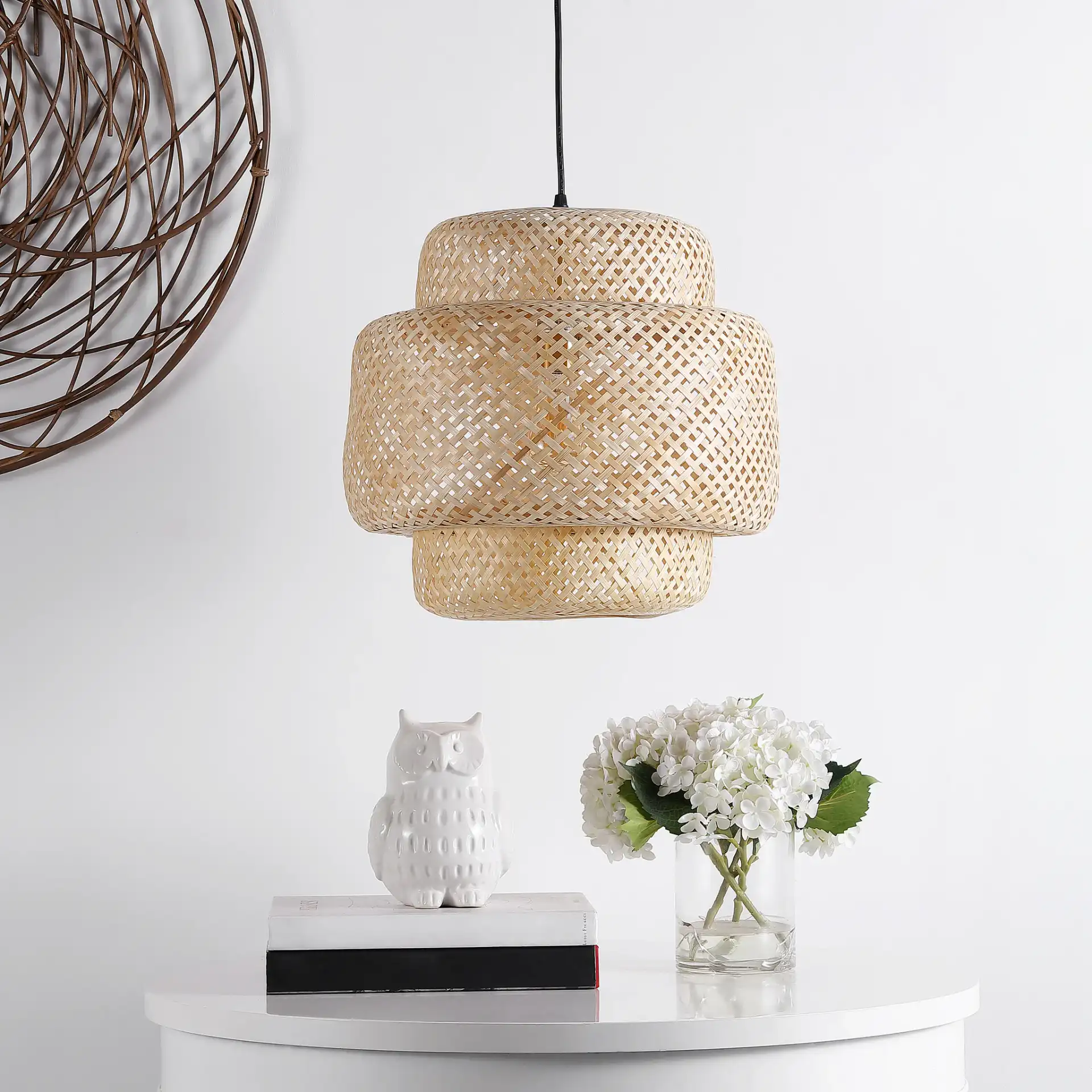 Klara Pendant in Natural in a styled room
