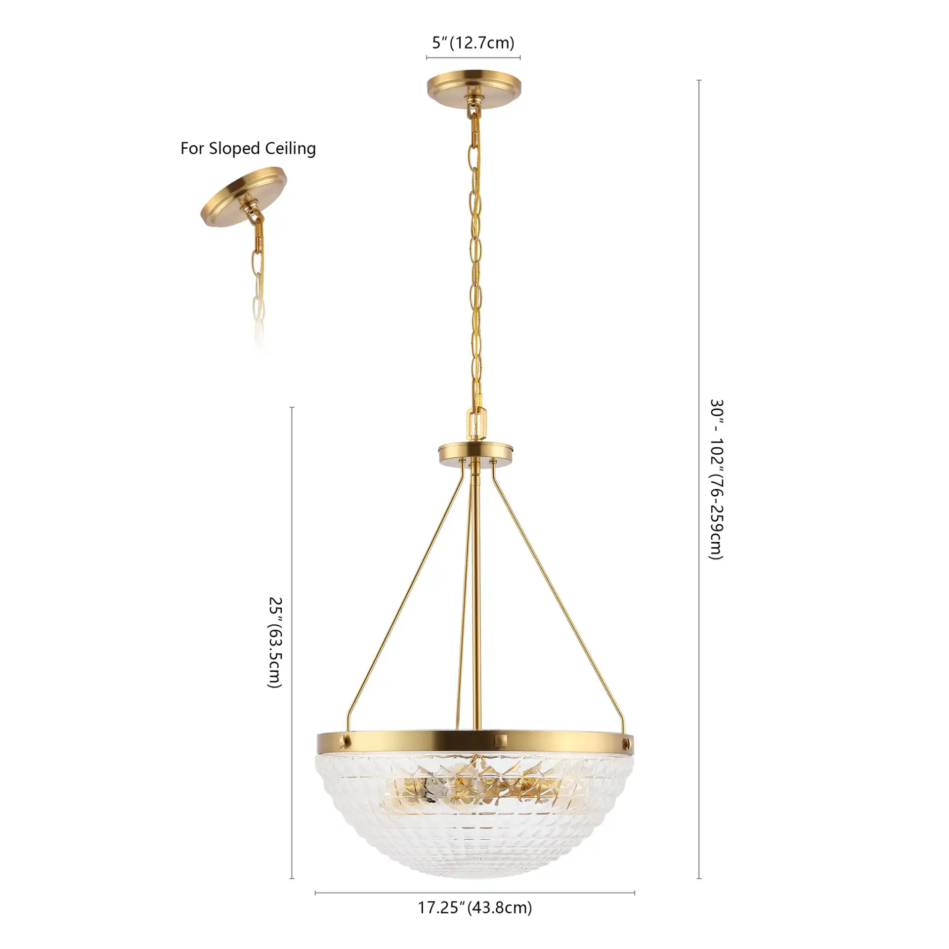 Thorin Three-Light Pendant in Brass, detail view