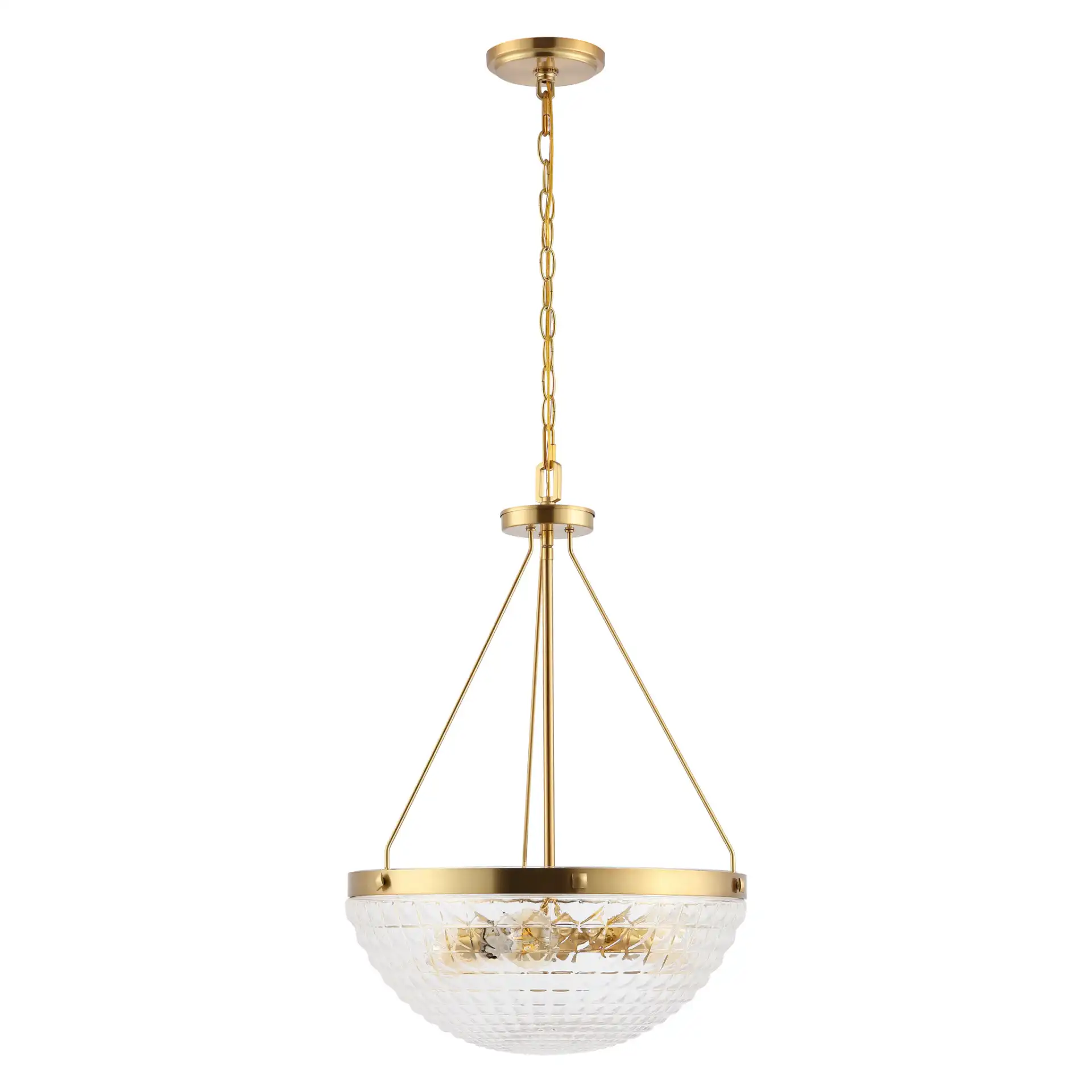 Thorin Three-Light Pendant in Brass, detail view