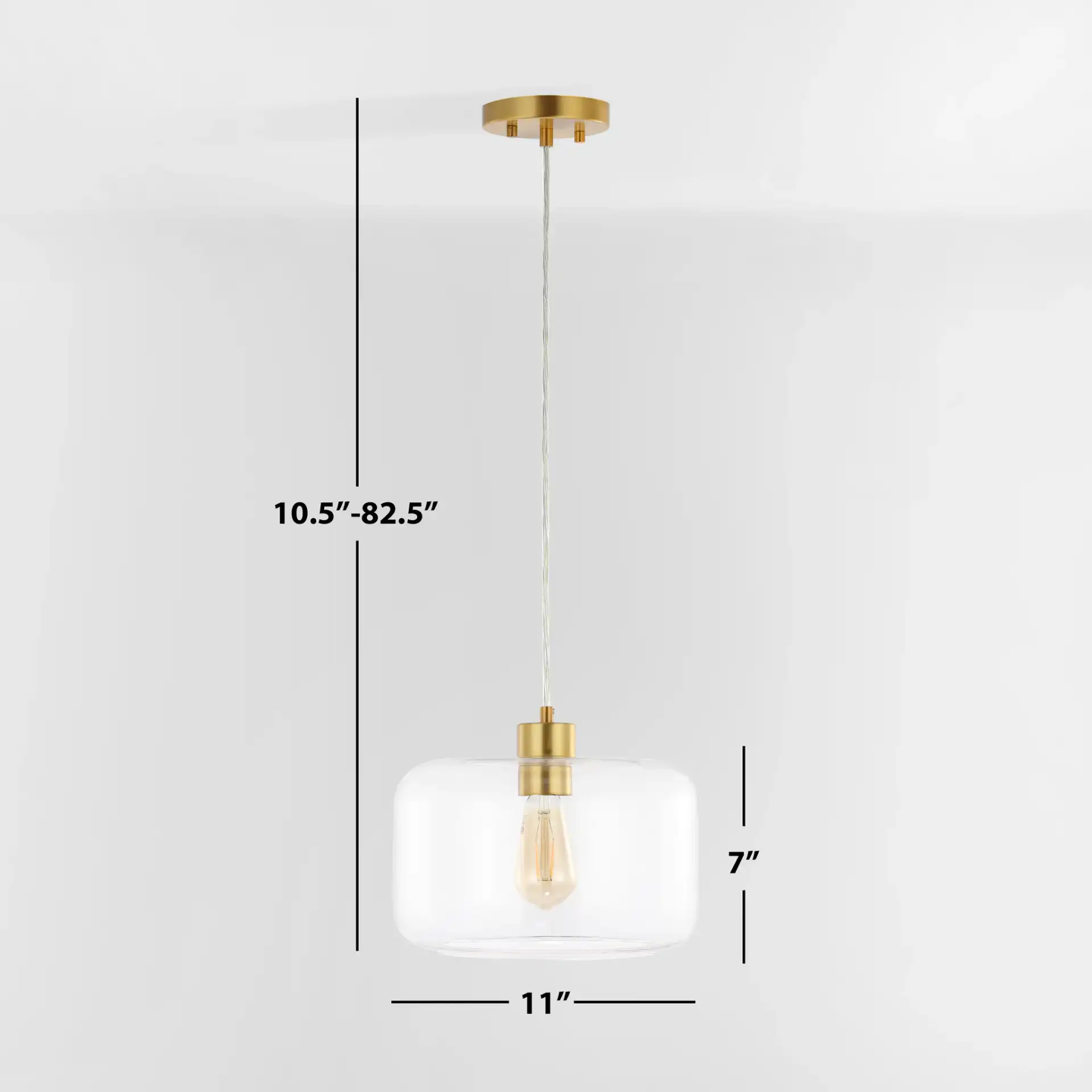 Warden Pendant in Gold / Clear, detail view