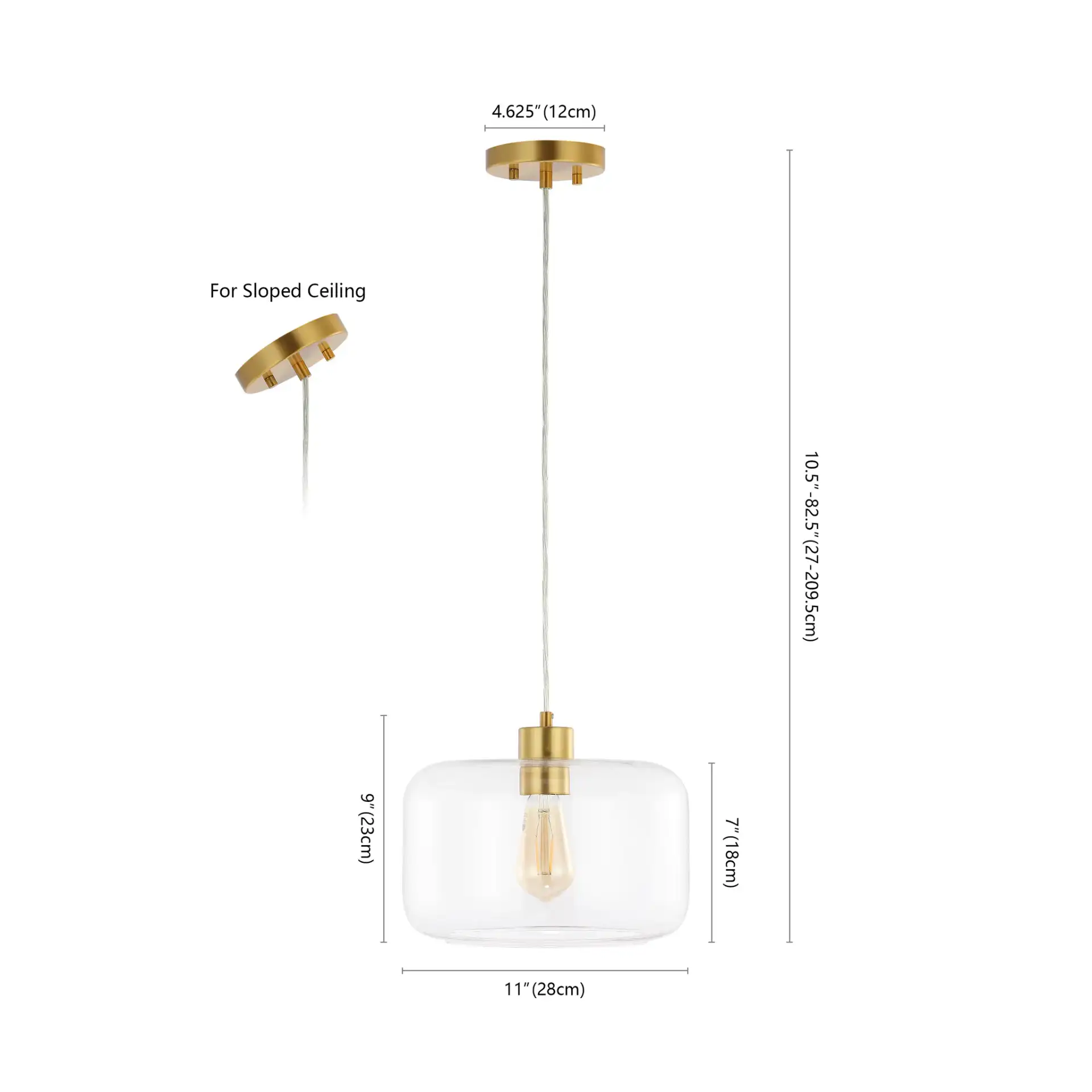 Warden Pendant in Gold / Clear, detail view