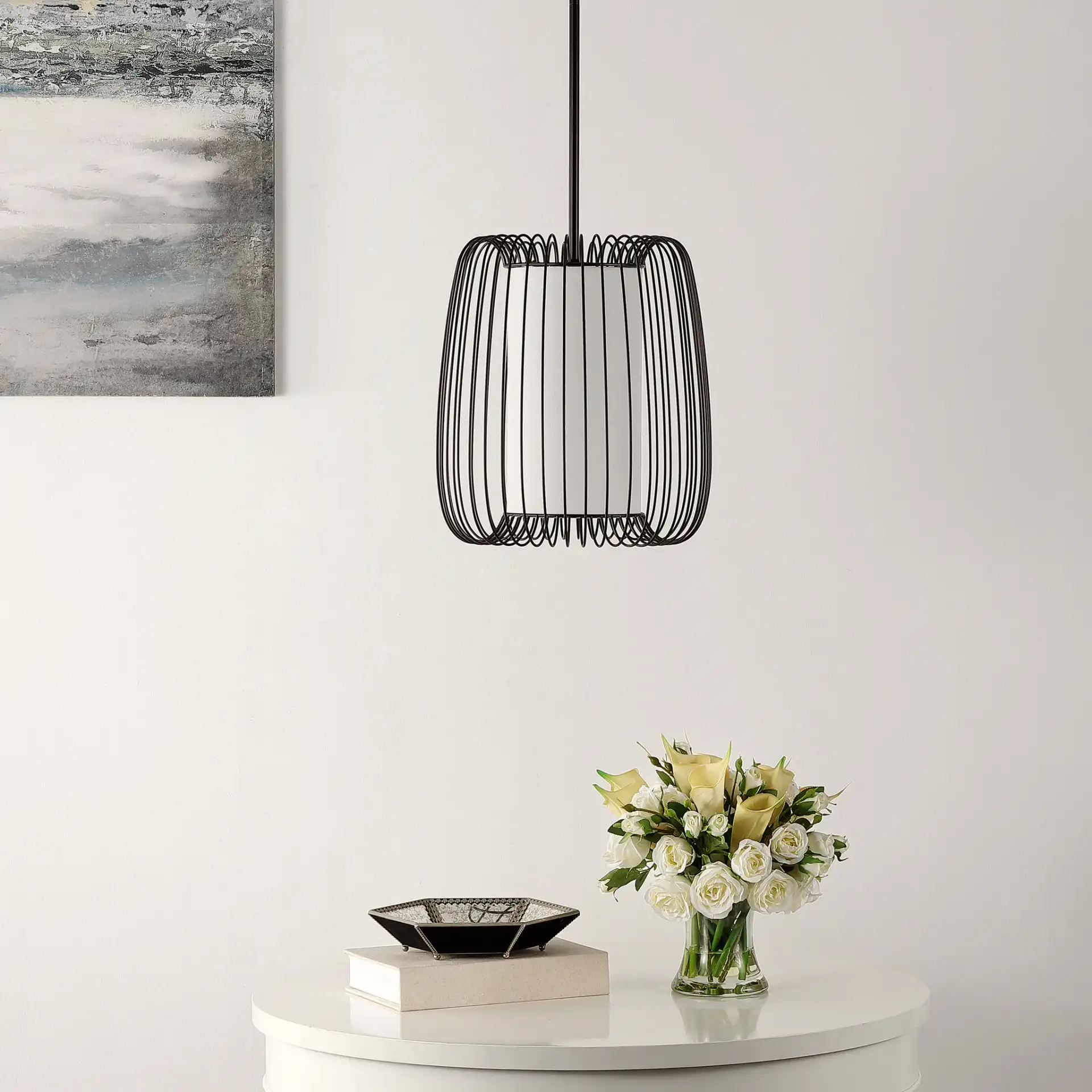 Yumi Pendant in Bronze in a styled room