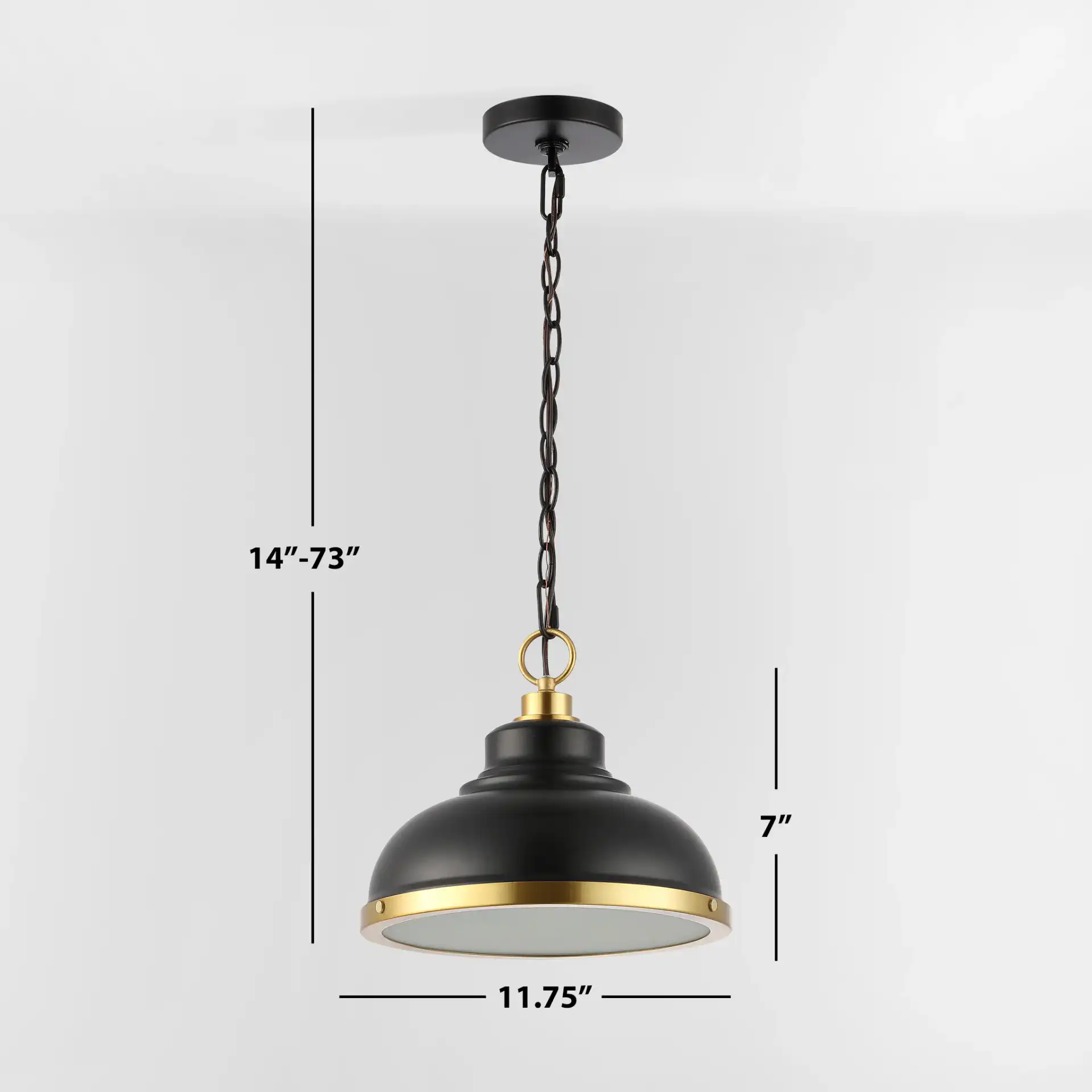 Bastion Pendant in Black / Brass, detail view