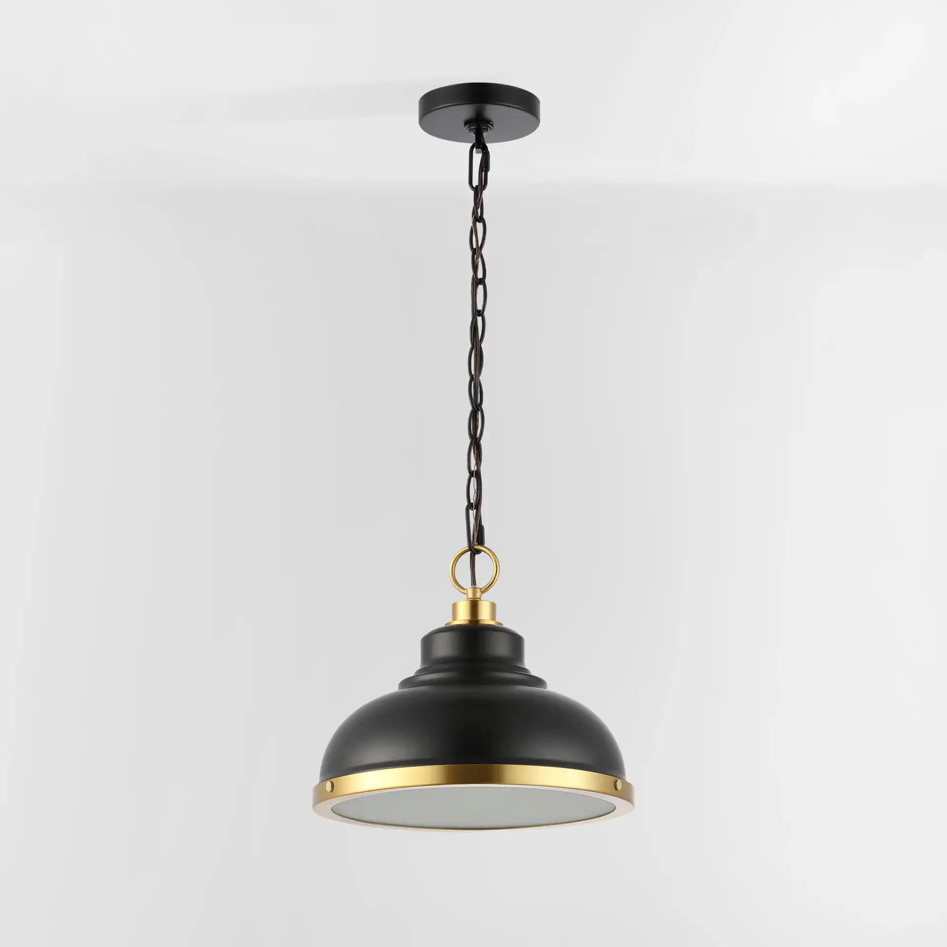 Bastion Pendant in Black / Brass, detail view