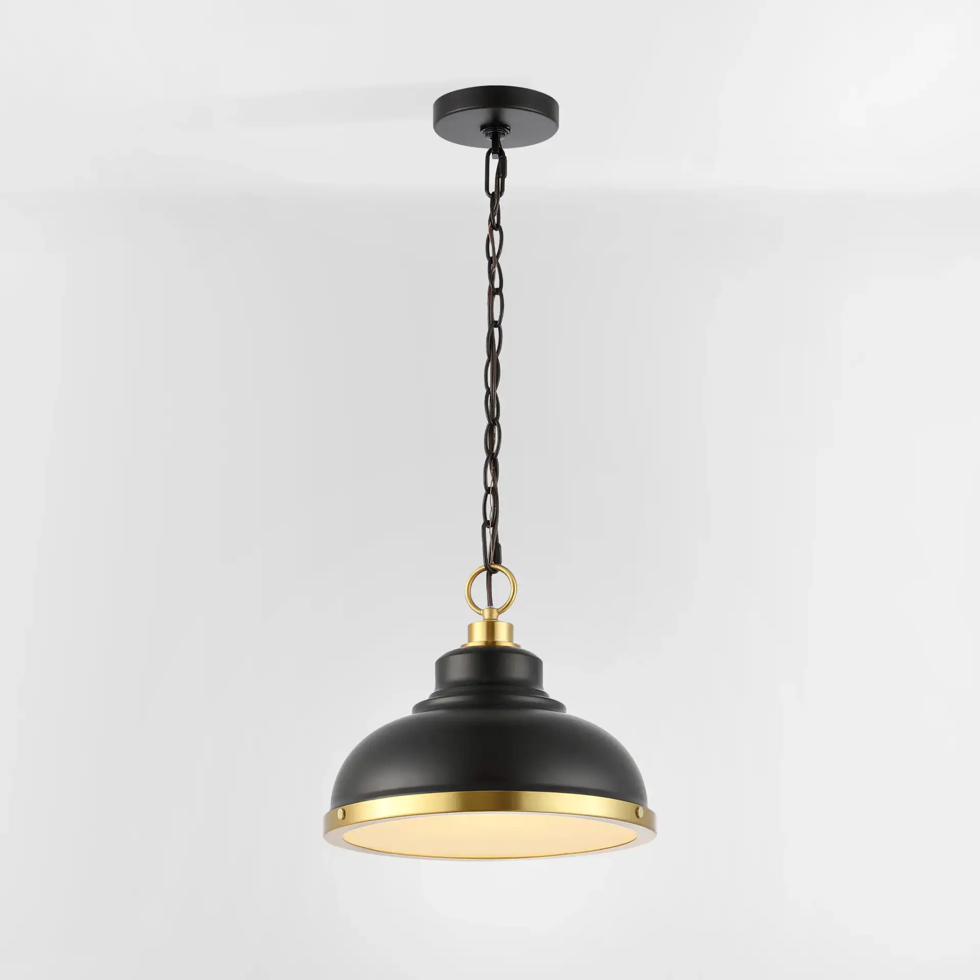 Bastion Pendant in Black / Brass, detail view
