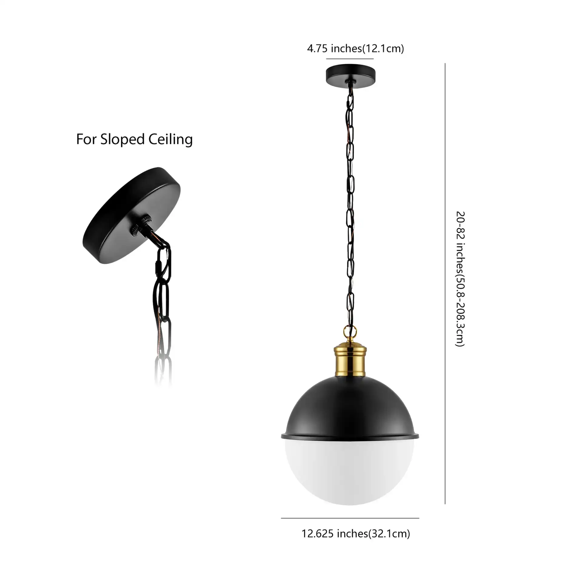 Daylily Pendant in Black / Brass, detail view
