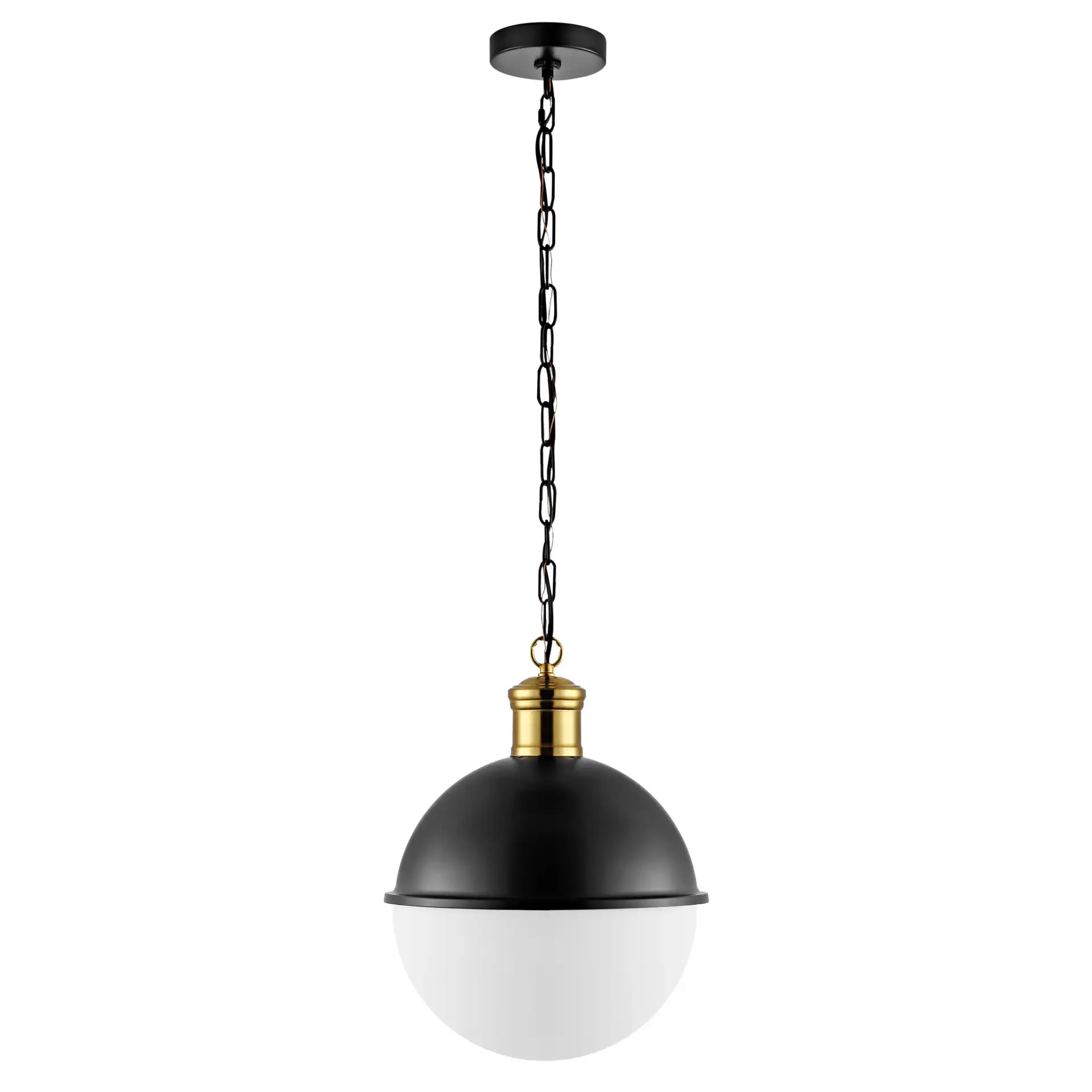 Daylily Pendant in Black / Brass, detail view