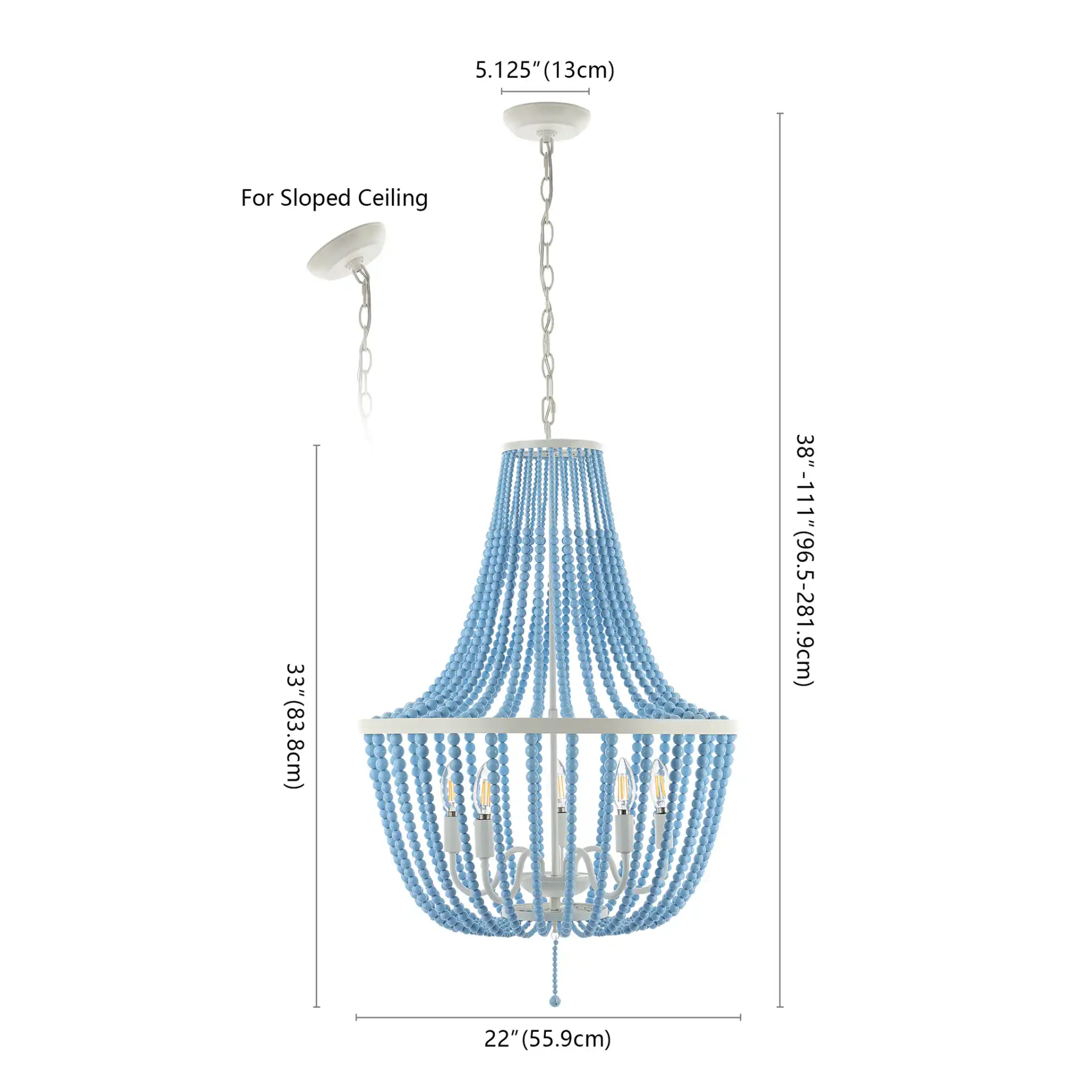 Elanie Five-Light Pendant in Cream, detail view