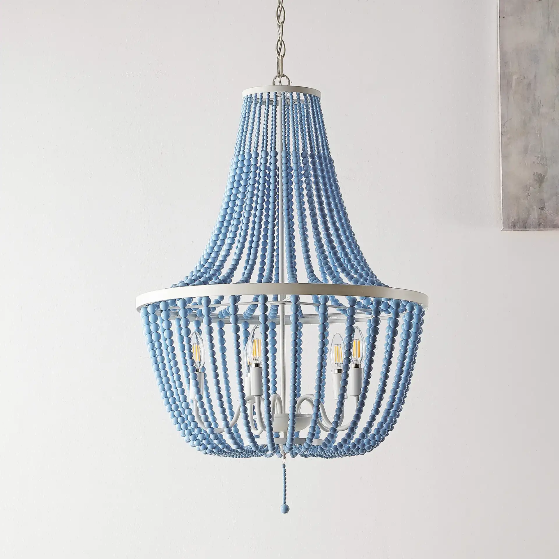 Elanie Five-Light Pendant in Cream, detail view
