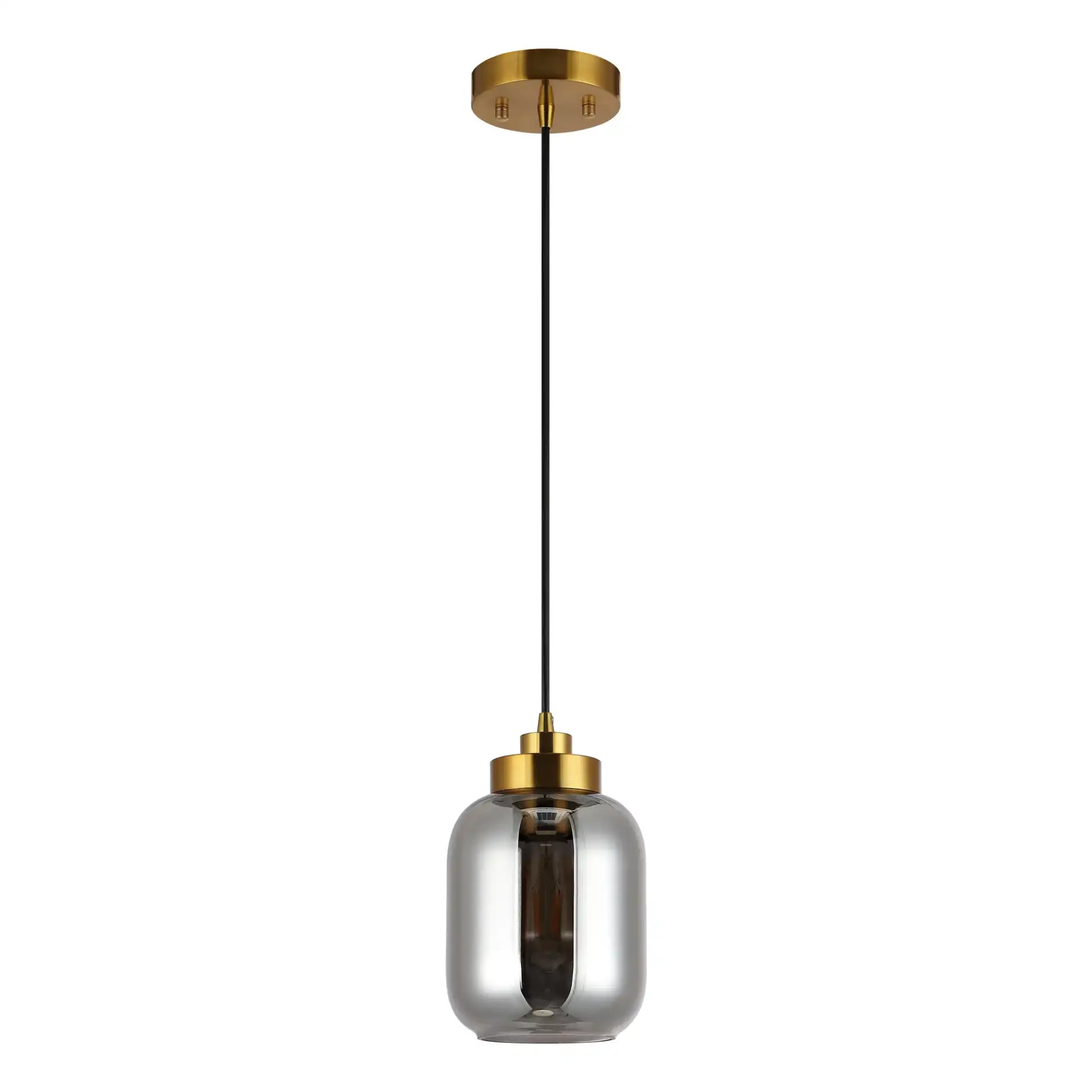 Ethyx Pendant in Smoke Gray / Brass, detail view