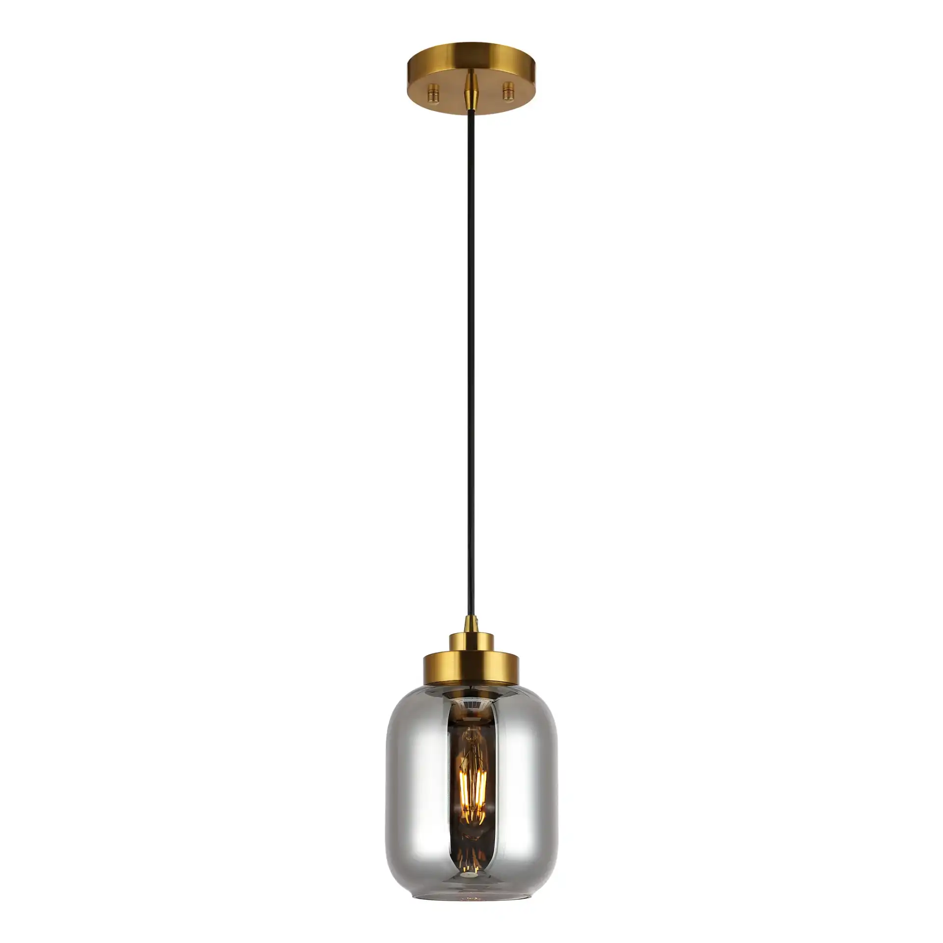 Ethyx Pendant in Smoke Gray / Brass