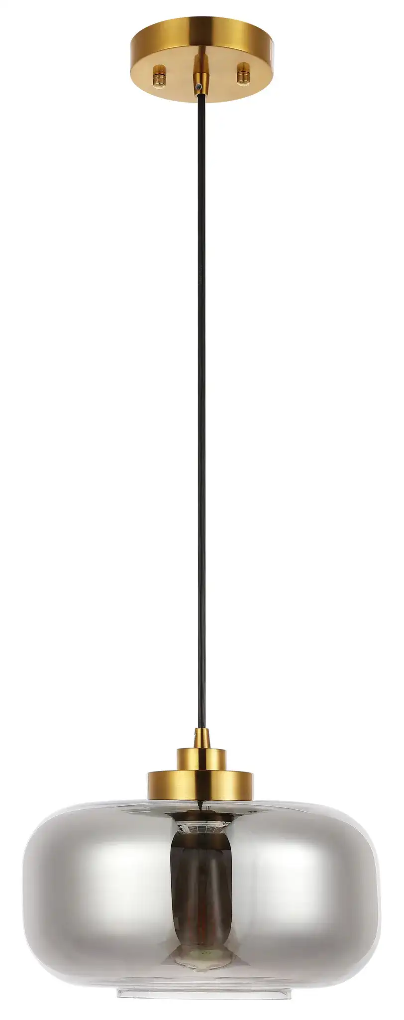 Edge Pendant in Smoke Gray / Brass, detail view