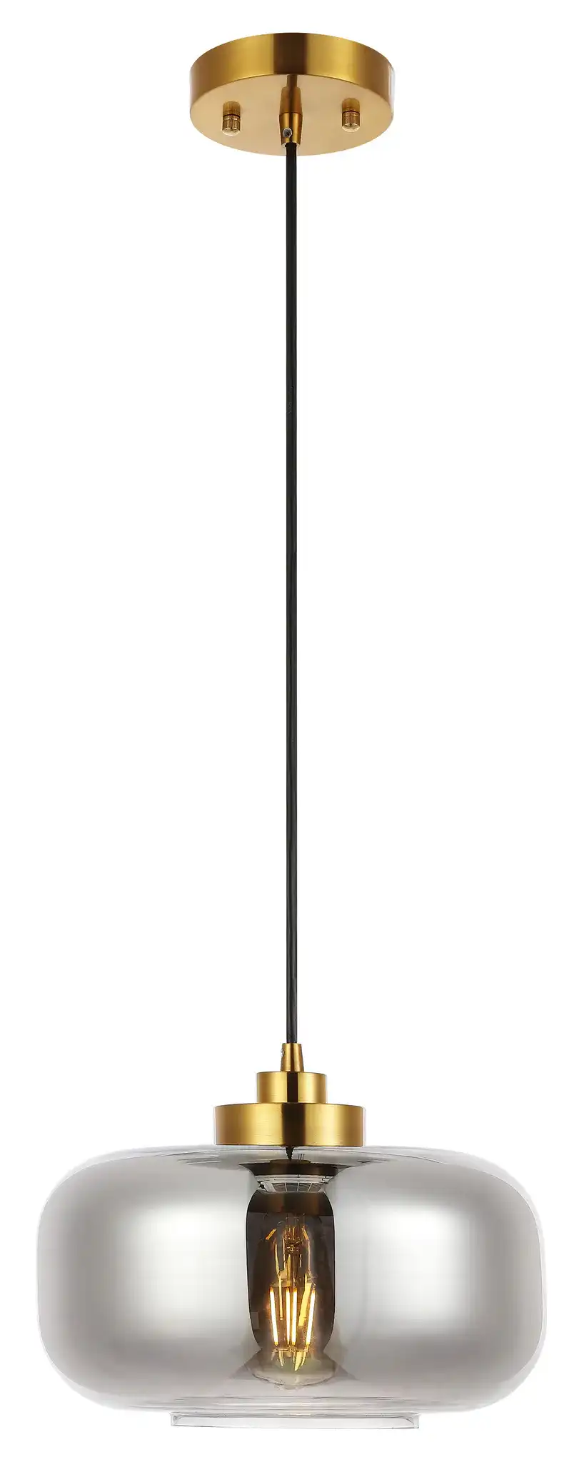 Edge Pendant in Smoke Gray / Brass