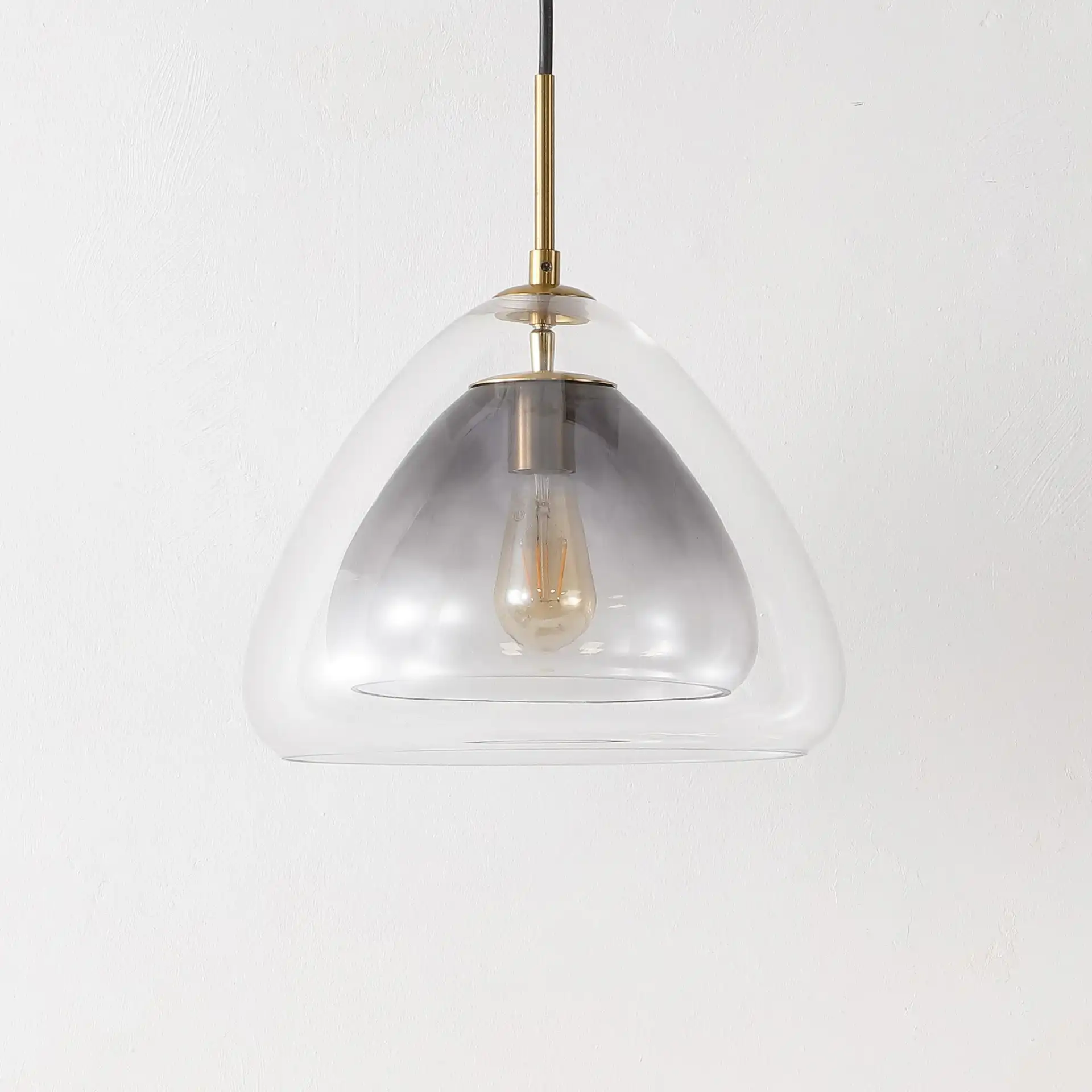 Eclipse Pendant in Smoke Gray / Brass, detail view