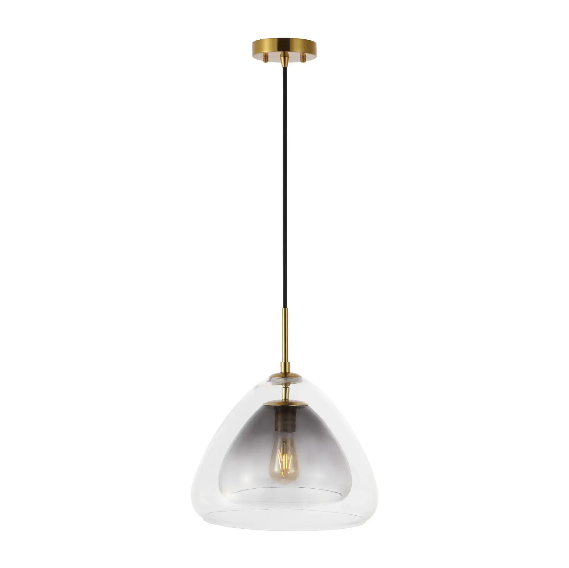 Eclipse Pendant in Smoke Gray / Brass