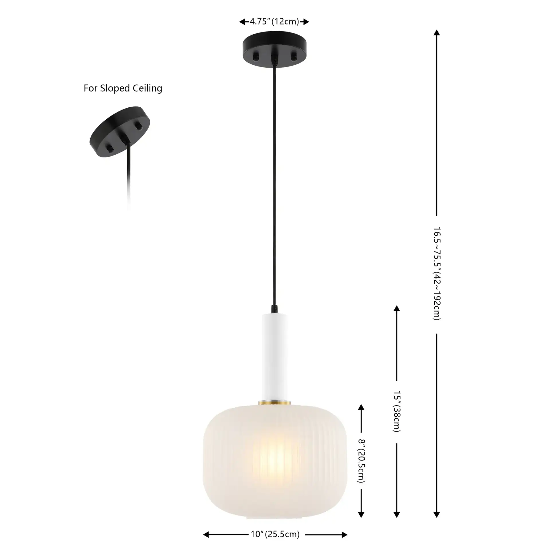 Naois Pendant in White / Black, detail view