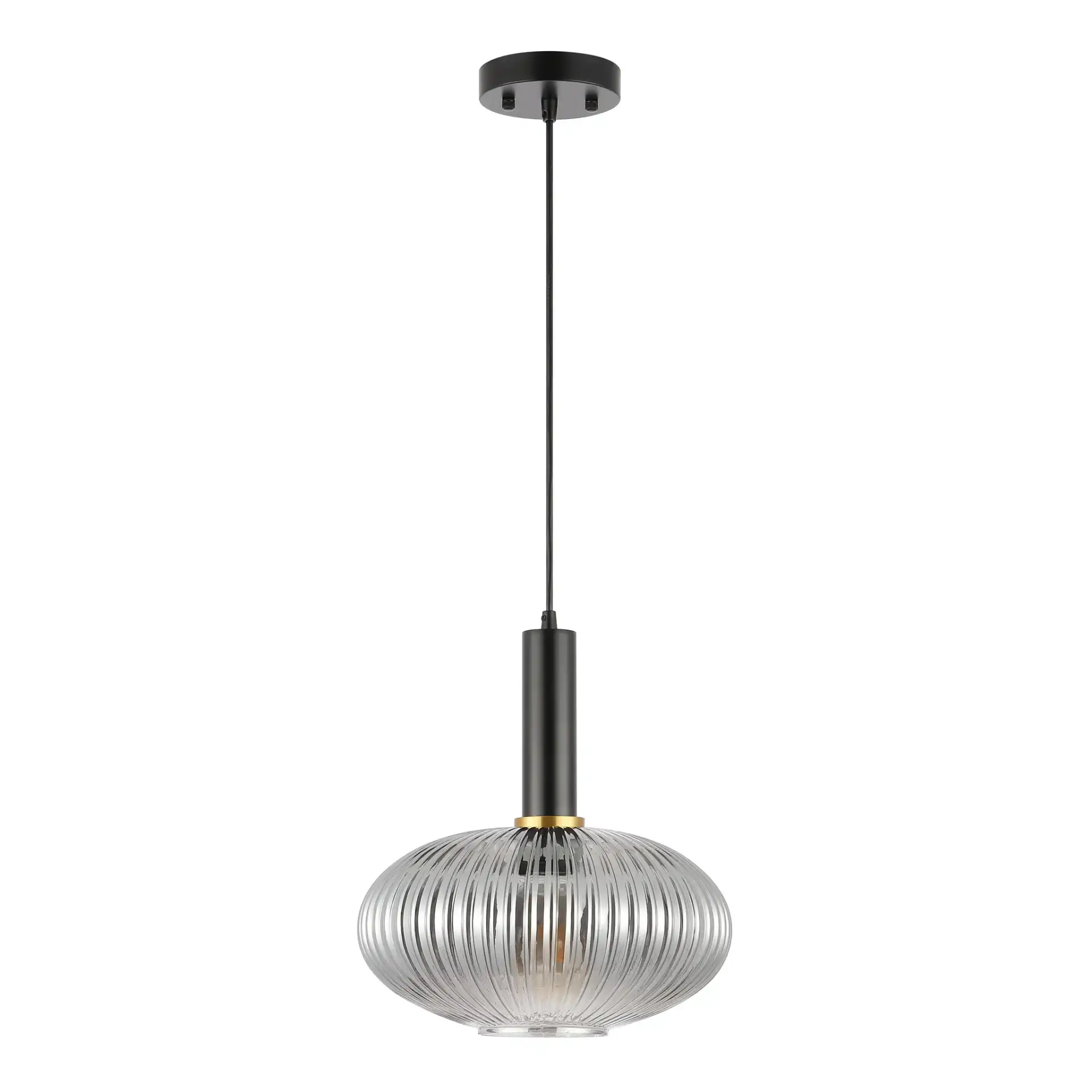 Zeon Pendant in Smoke Gray / Black, detail view