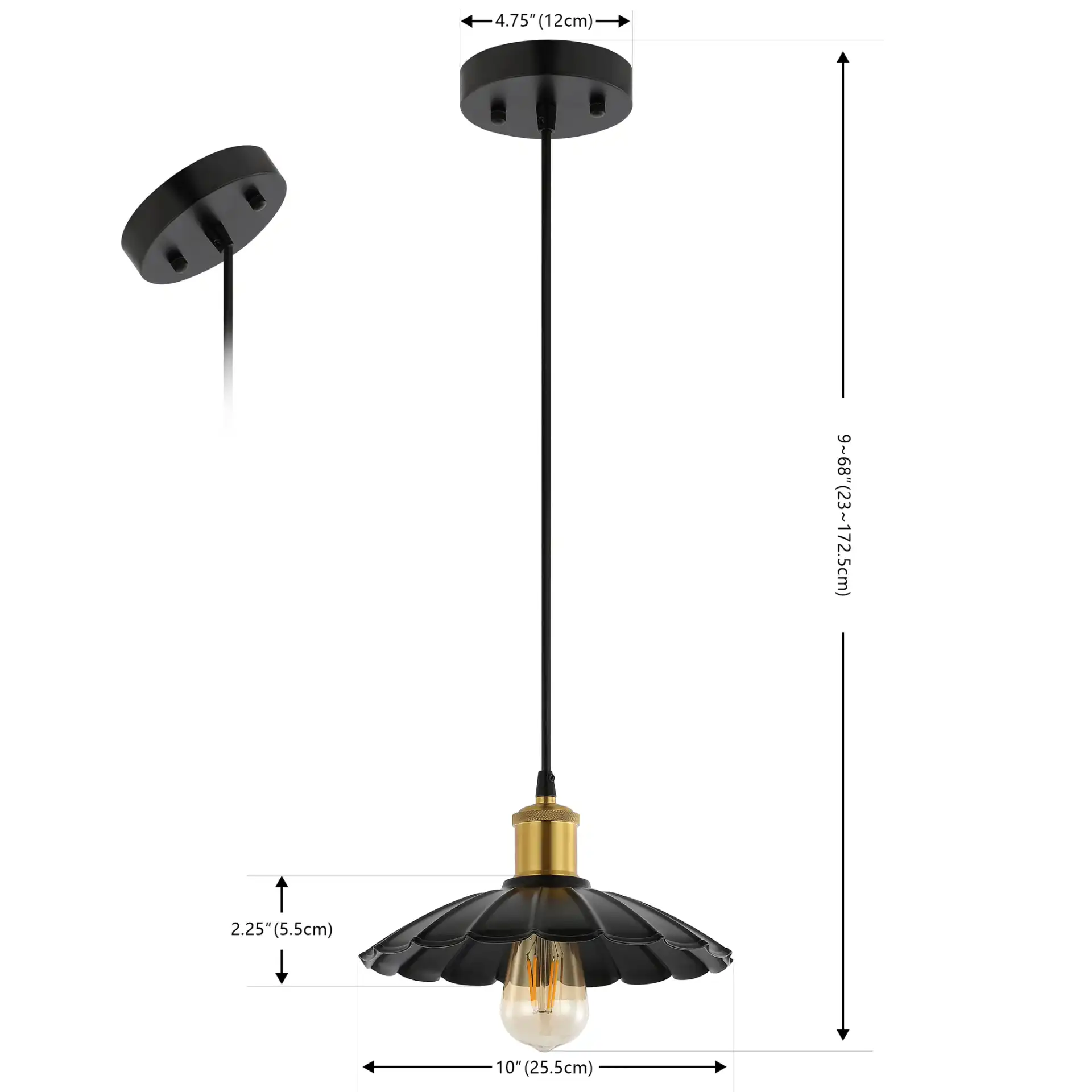 Novaire Pendant in Black / Brass, detail view