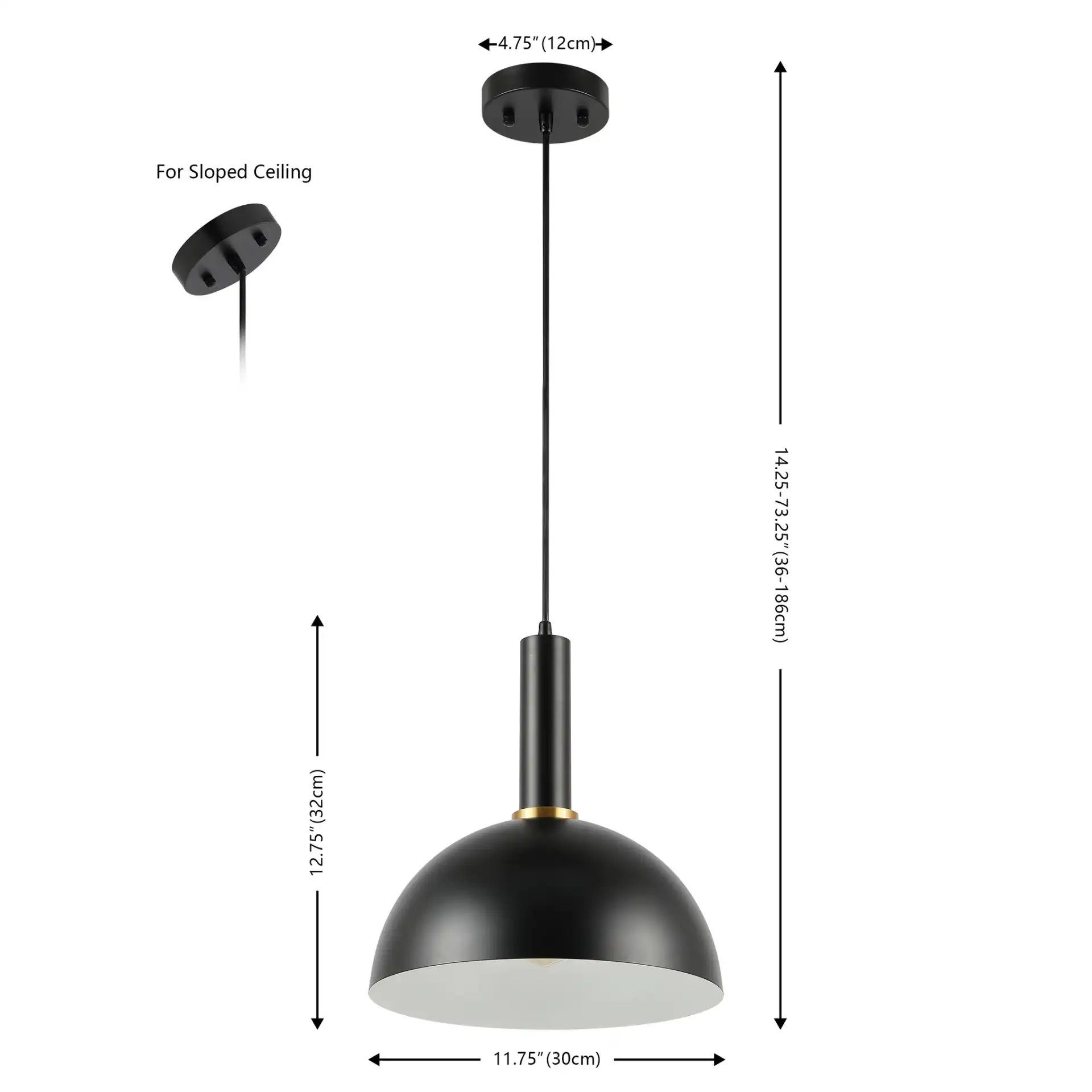 Montecito Pendant in Black, detail view
