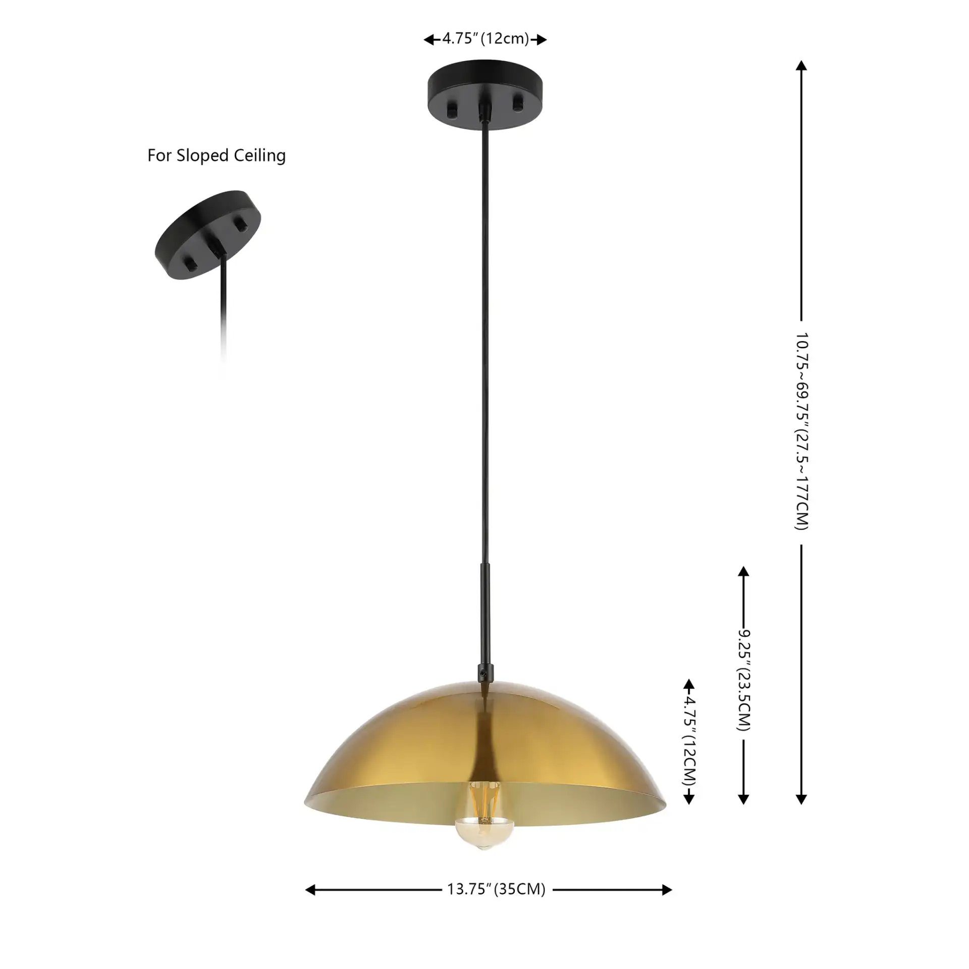 Jorden Pendant in Brass / Black, detail view
