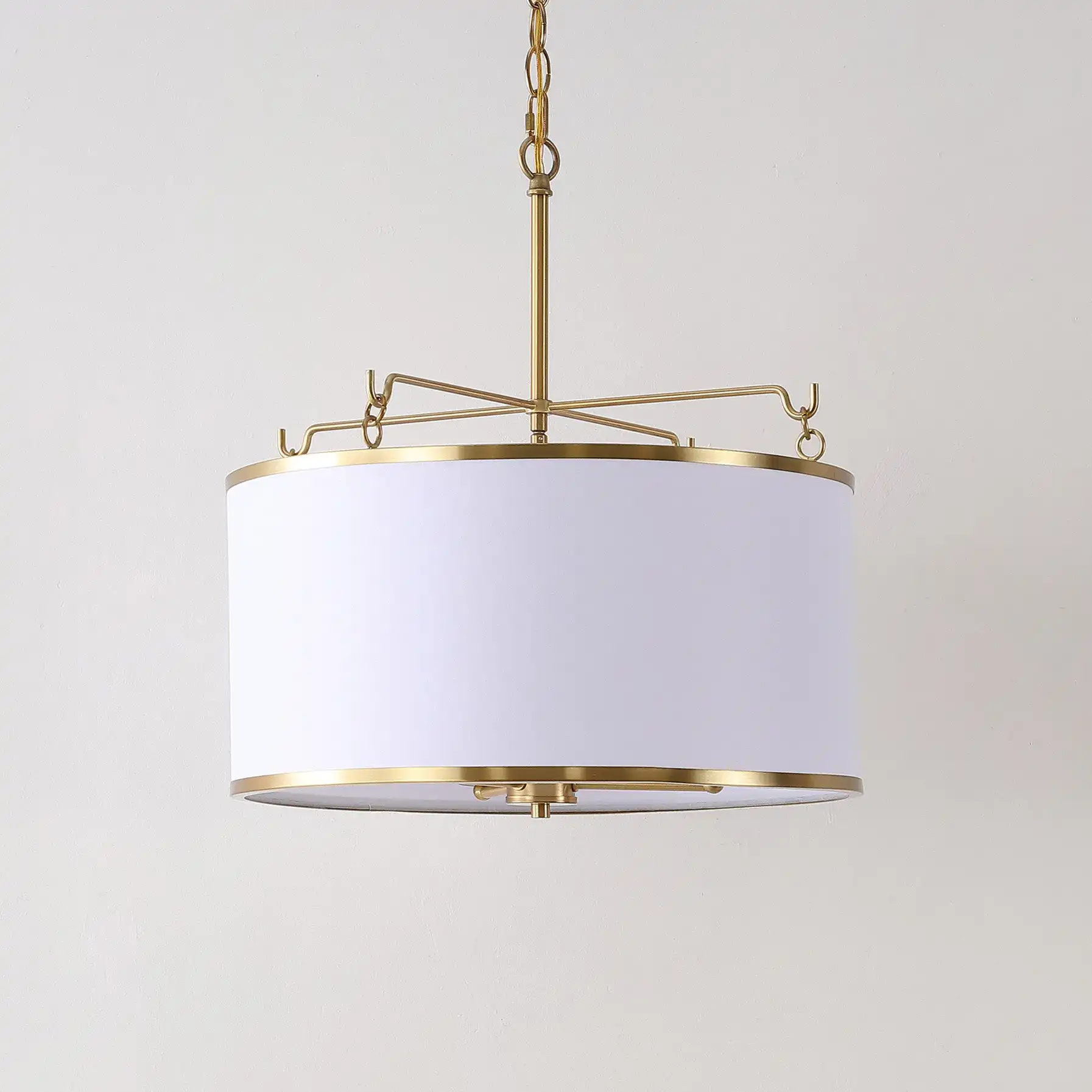 Perzeta Three-Light Pendant in Brass / White, detail view