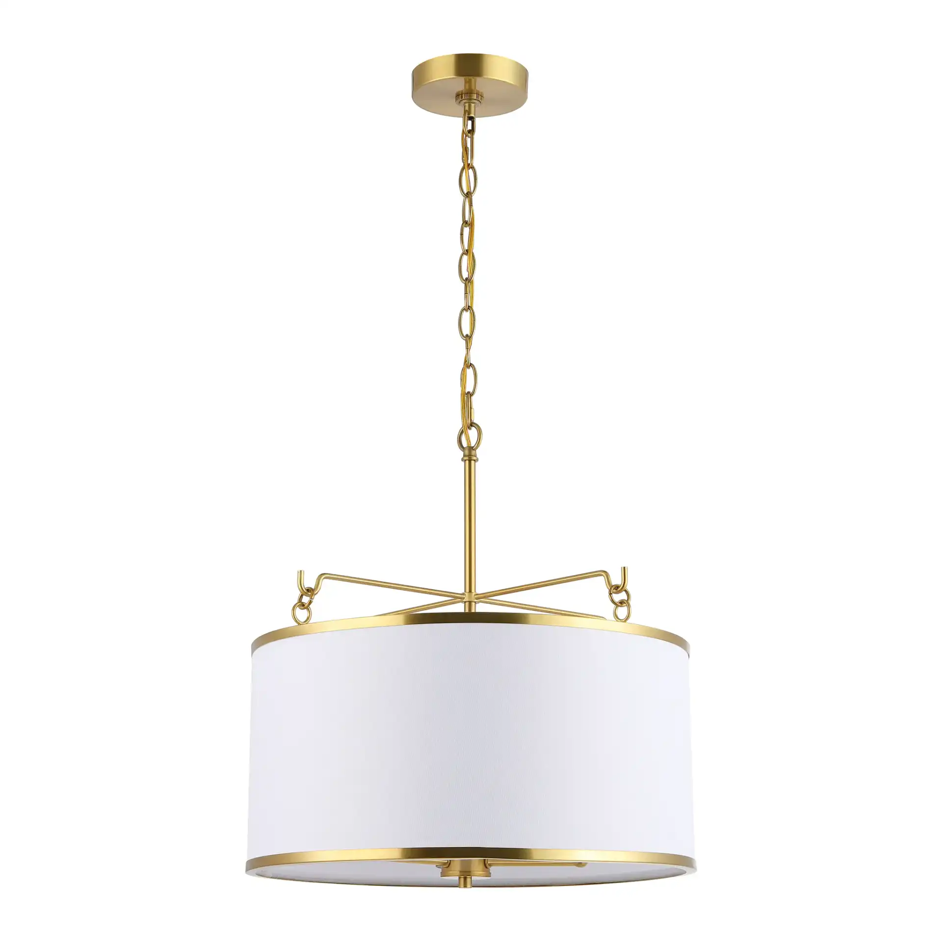 Perzeta Three-Light Pendant in Brass / White, detail view