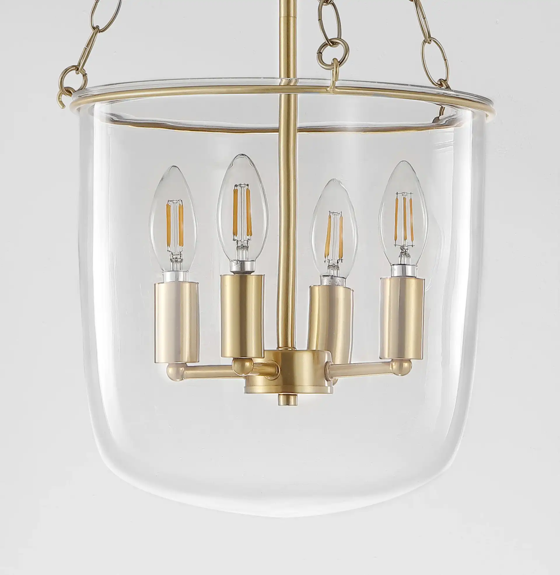 Dahye Four-Light Pendant in Clear / Brass, detail view