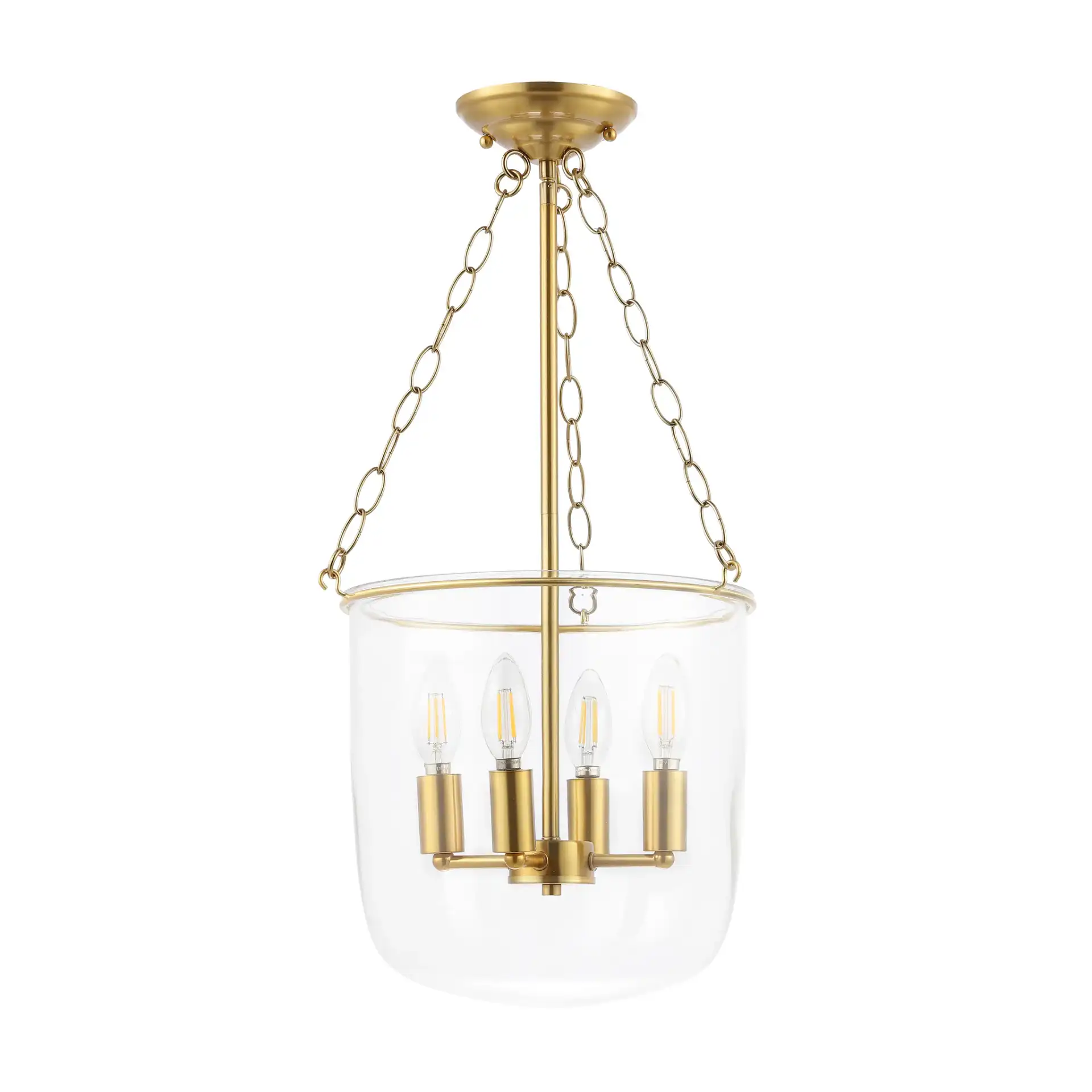Dahye Four-Light Pendant in Clear / Brass, detail view